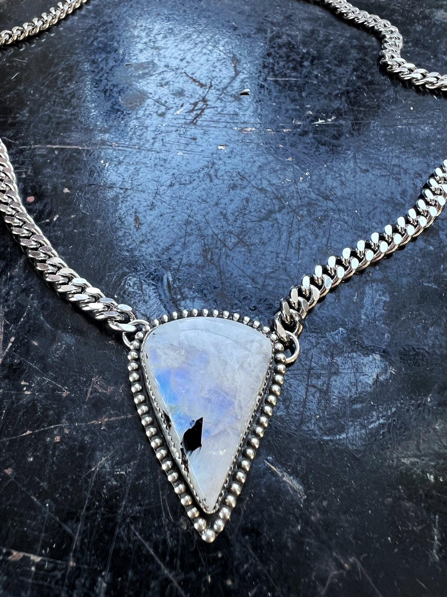 Rainbow Moonstone Cuban Chain