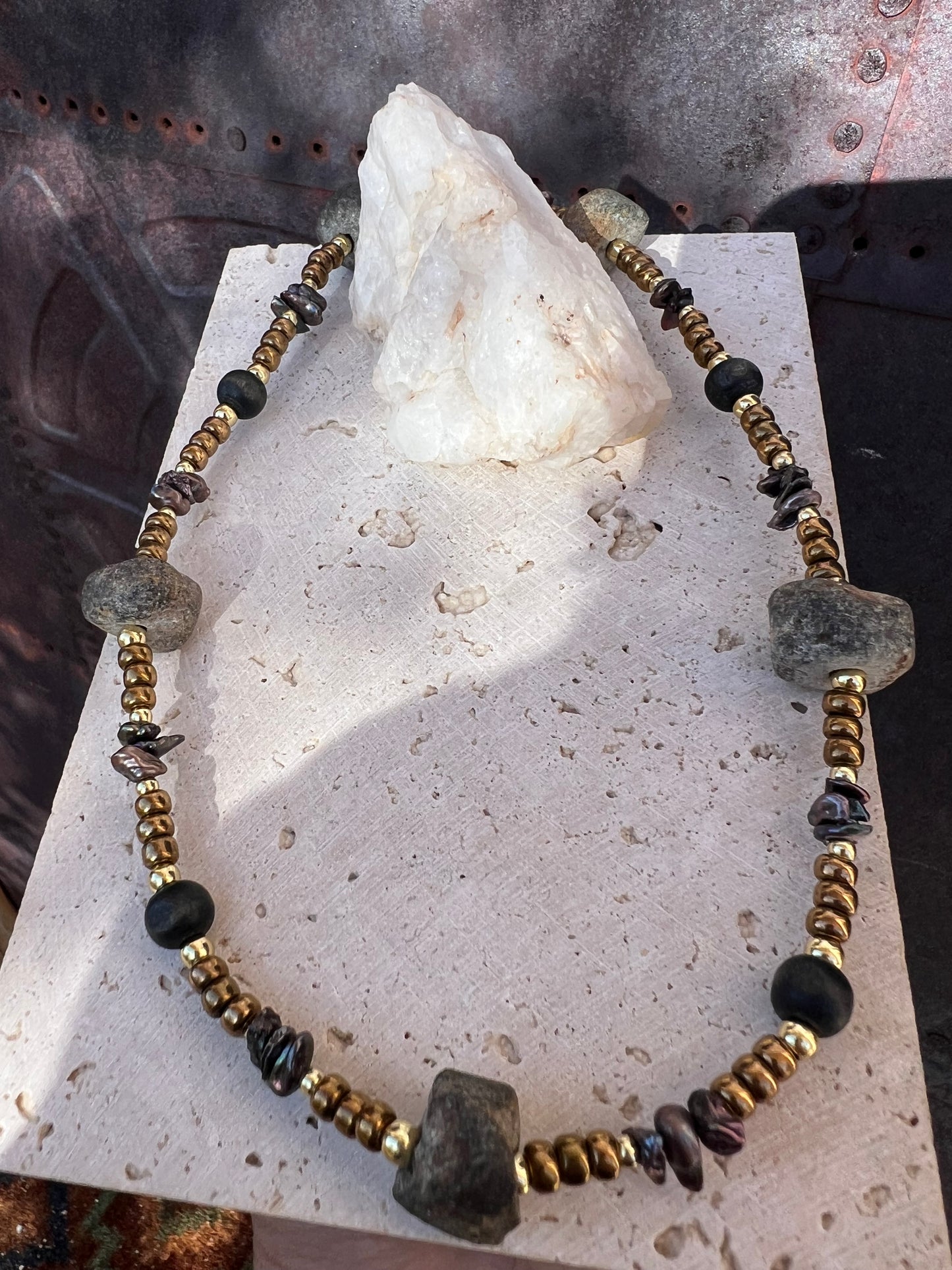 African Mali Stone & Lava Necklace