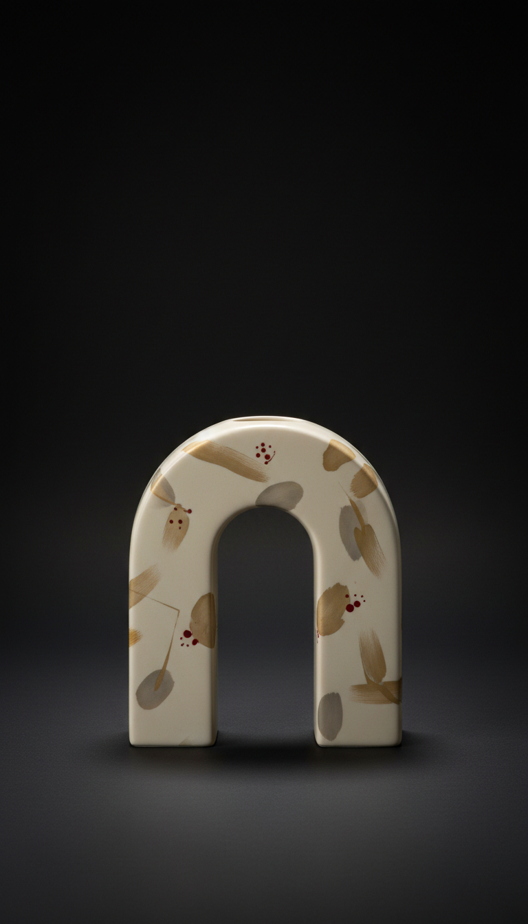 Porcelain Arc Vase with Sculpted Curve