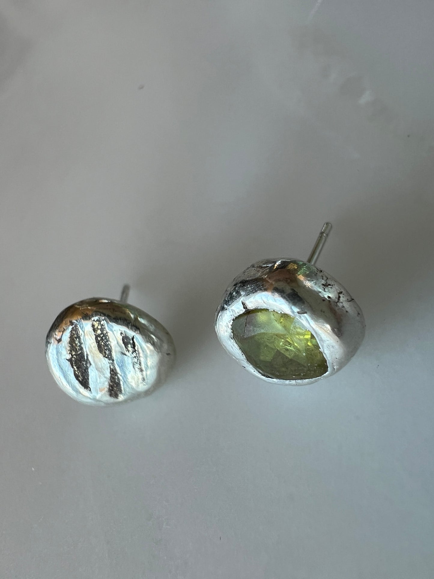 Silver & Peridot Studs