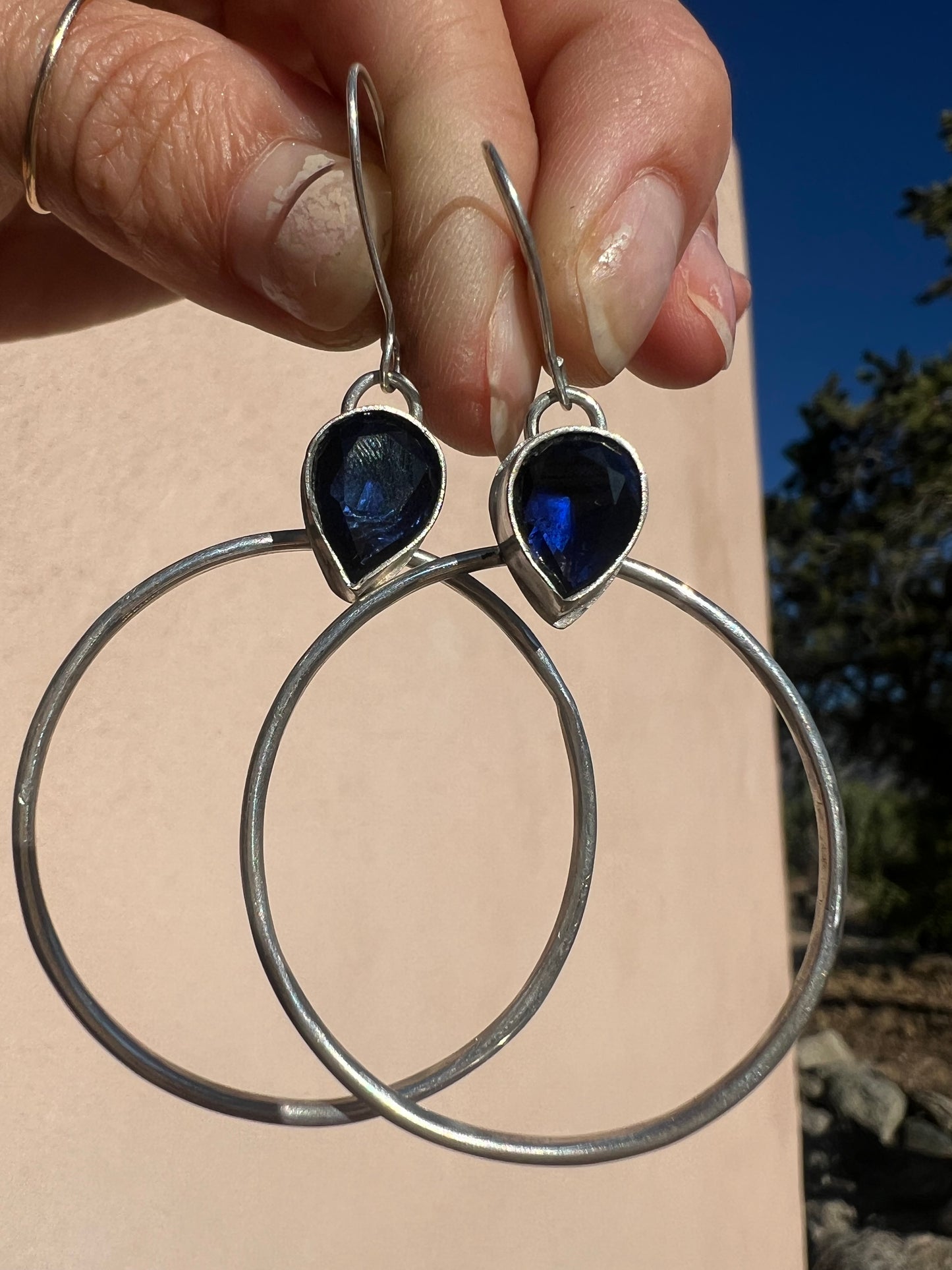 Sapphire Doorknocker Hoops