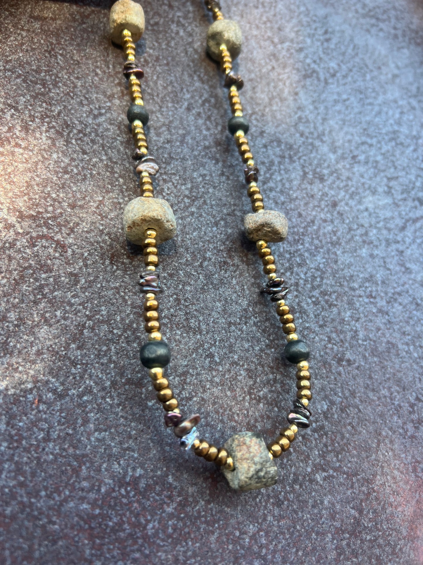 African Mali Stone & Lava Necklace