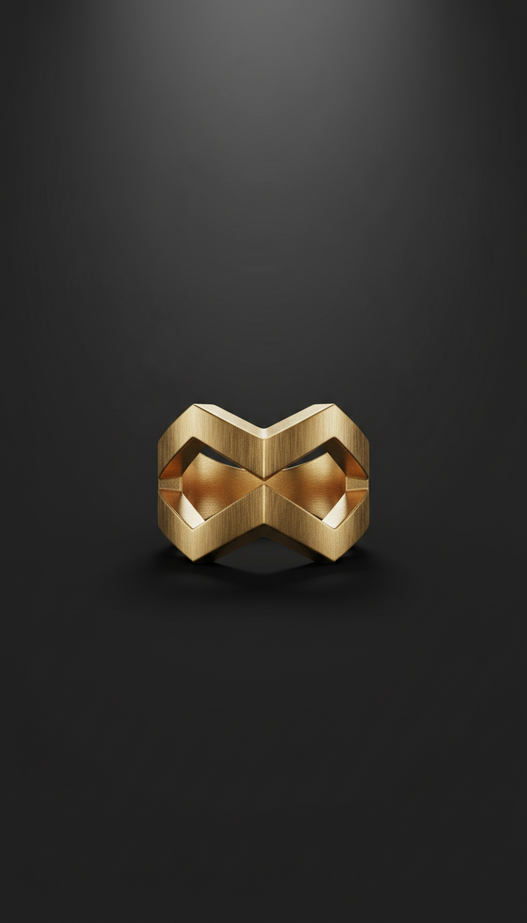 Brushed Brass Geometric Statement Ring