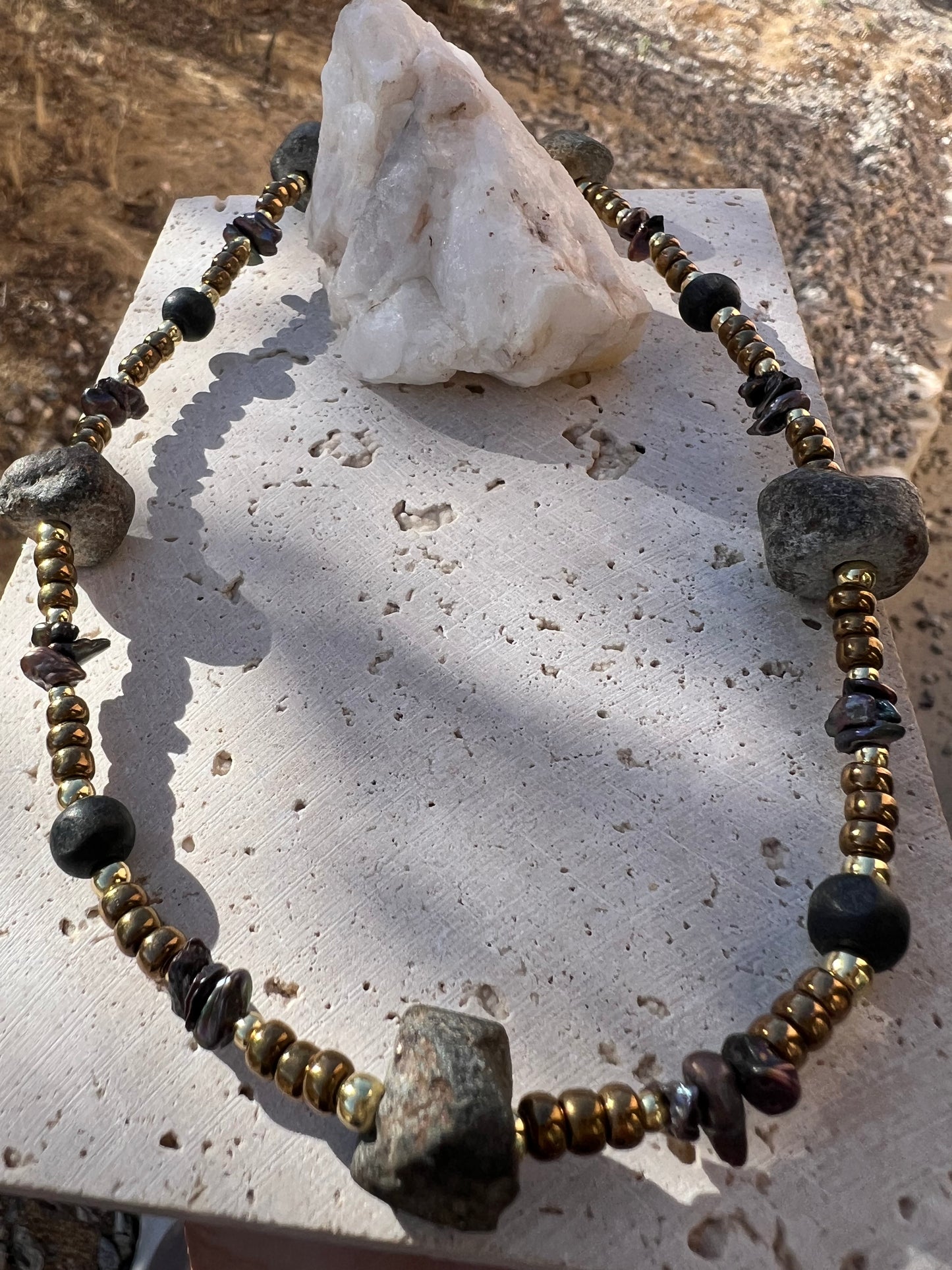 African Mali Stone & Lava Necklace
