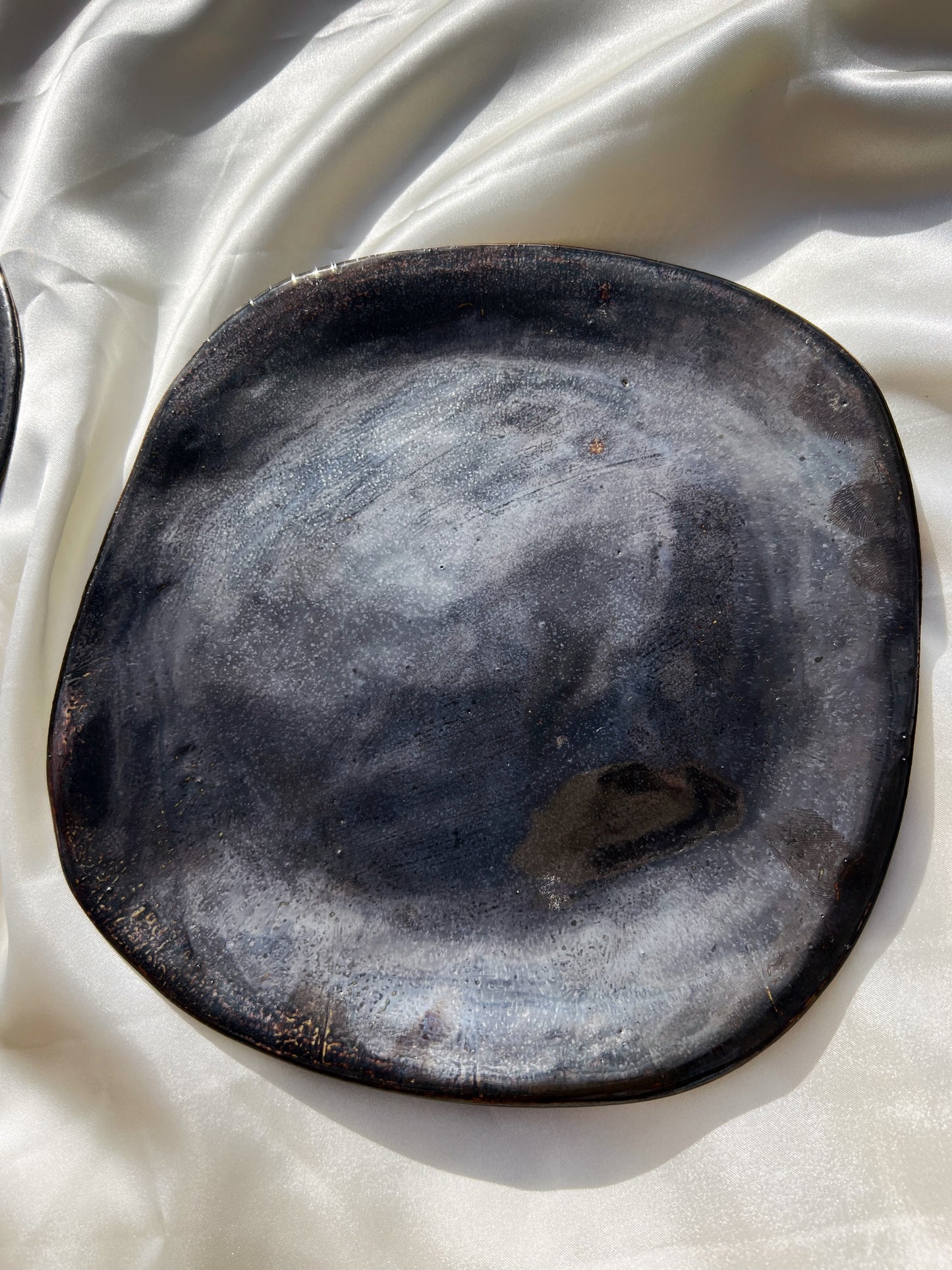Two Ceramic Plates — Cosmic Black Ice