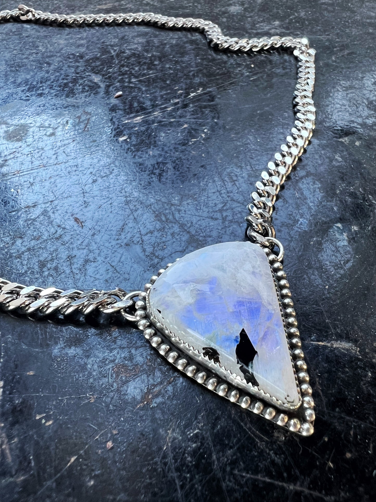 Rainbow Moonstone Cuban Chain