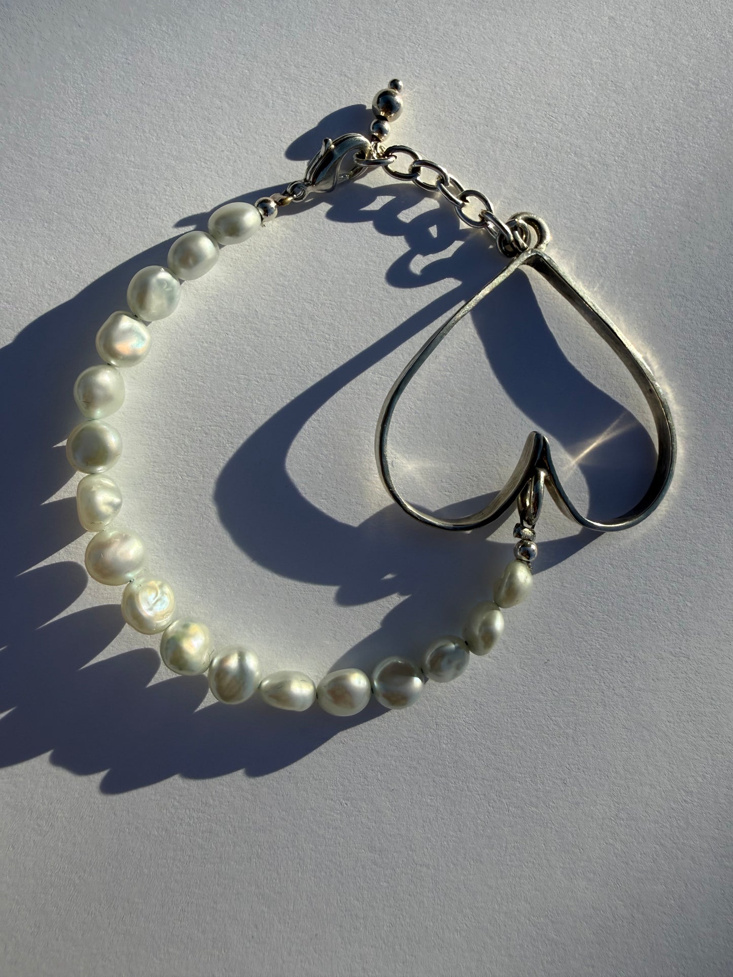 Heart & Biwa Pearls Bracelet