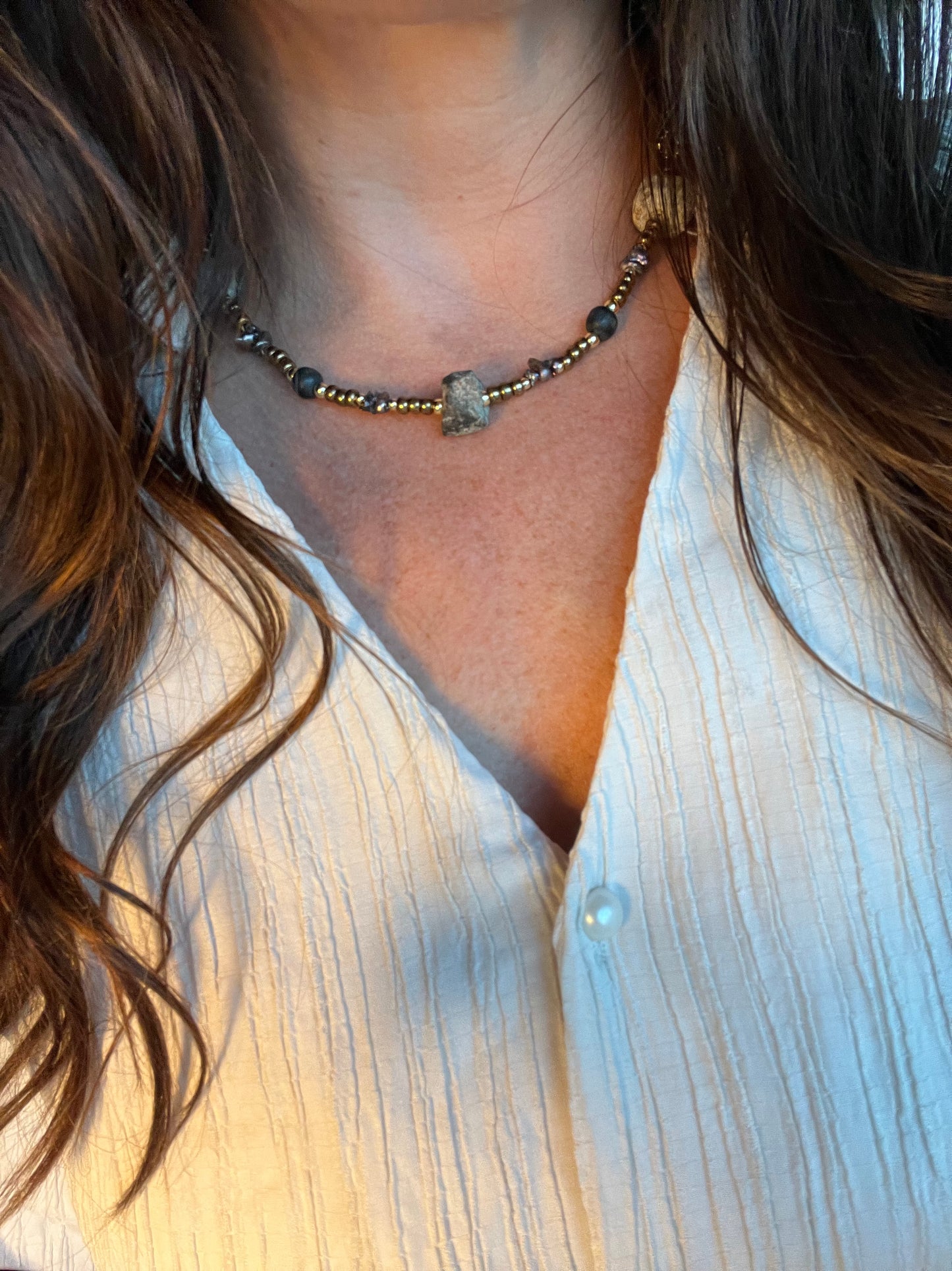 African Mali Stone & Lava Necklace