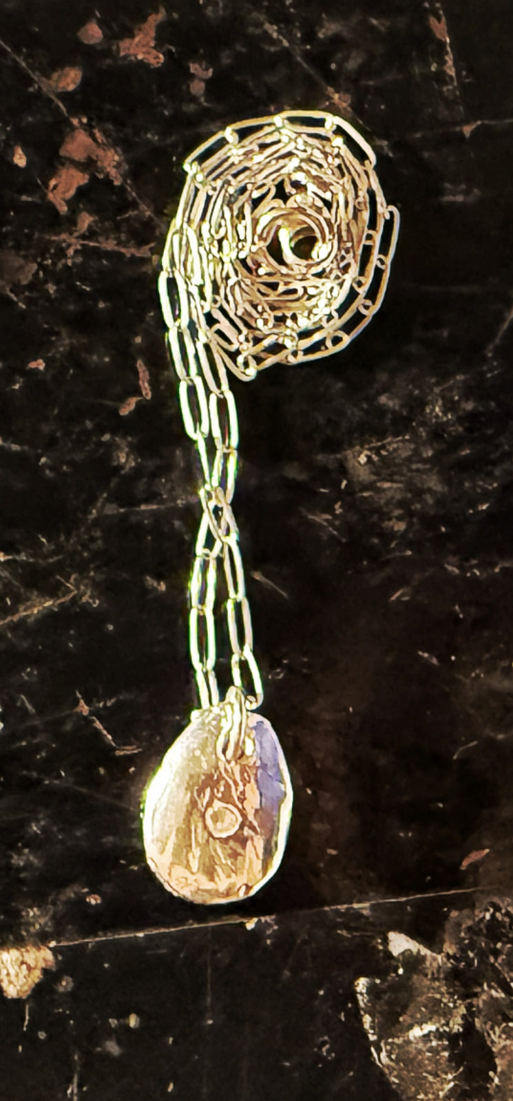 Silver Pendant with Paperclip chain