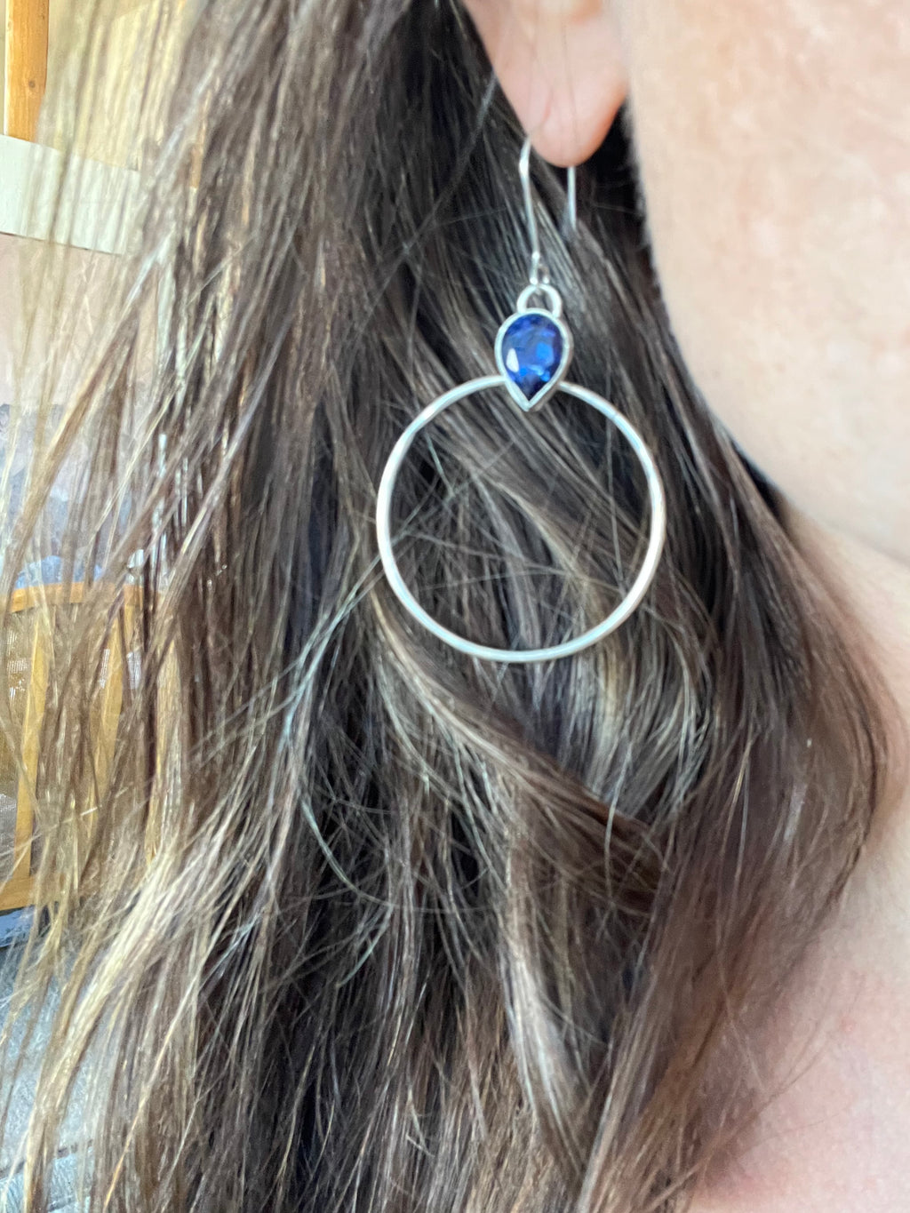 Sapphire Doorknocker Hoops