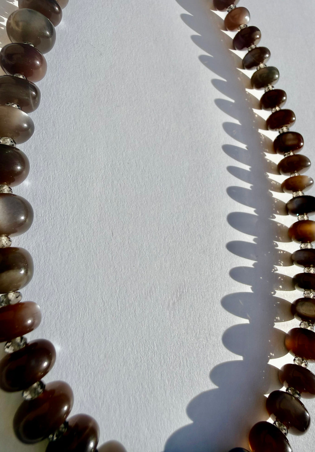Chocolate Moonstone with Ice Obsidian Collar