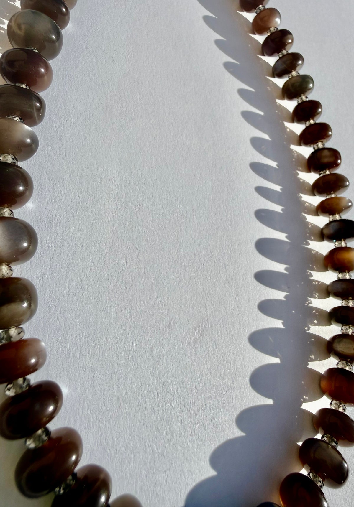 Chocolate Moonstone with Ice Obsidian Collar