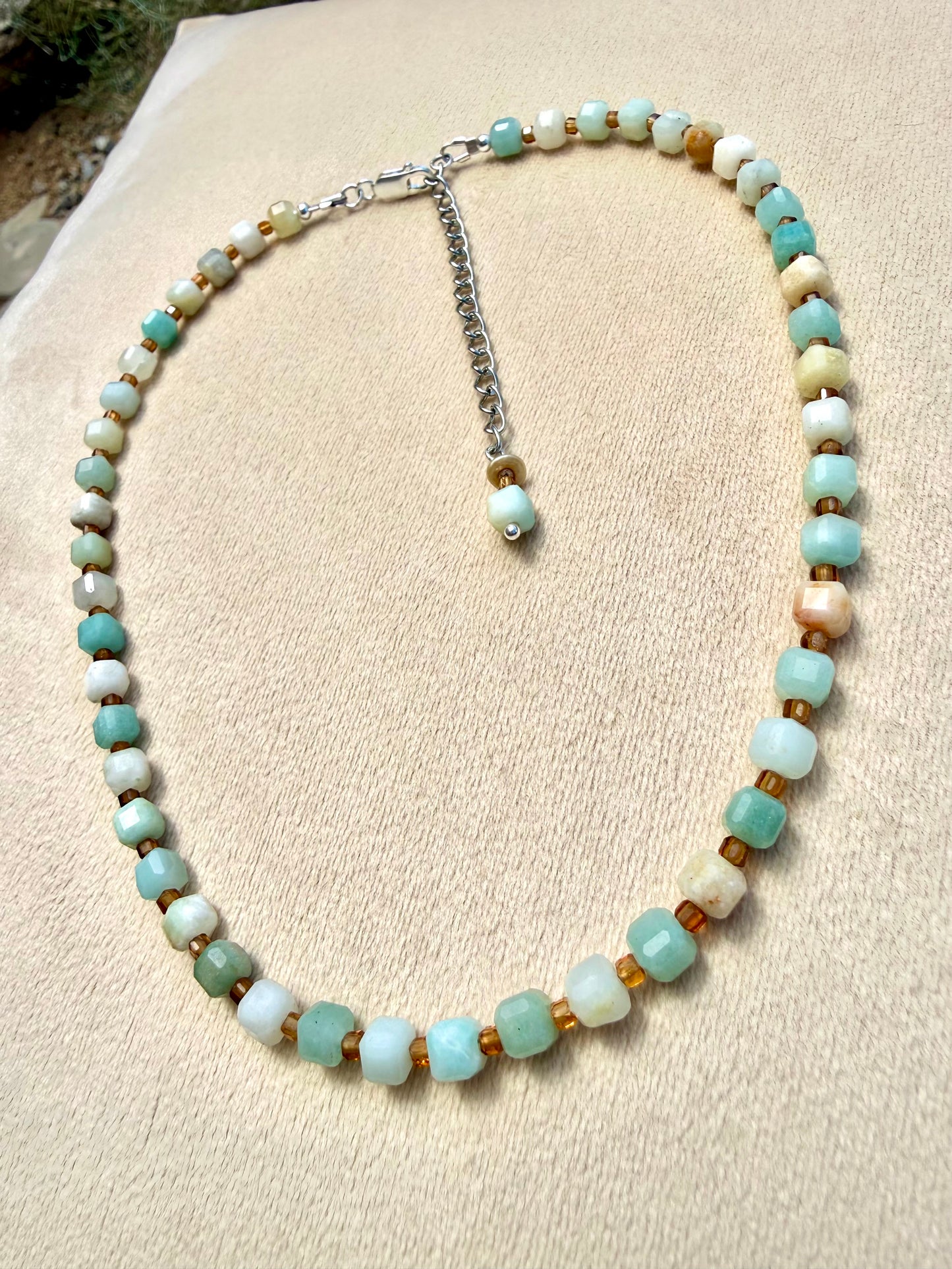 Amazonite & Hessonite Garnet Collar