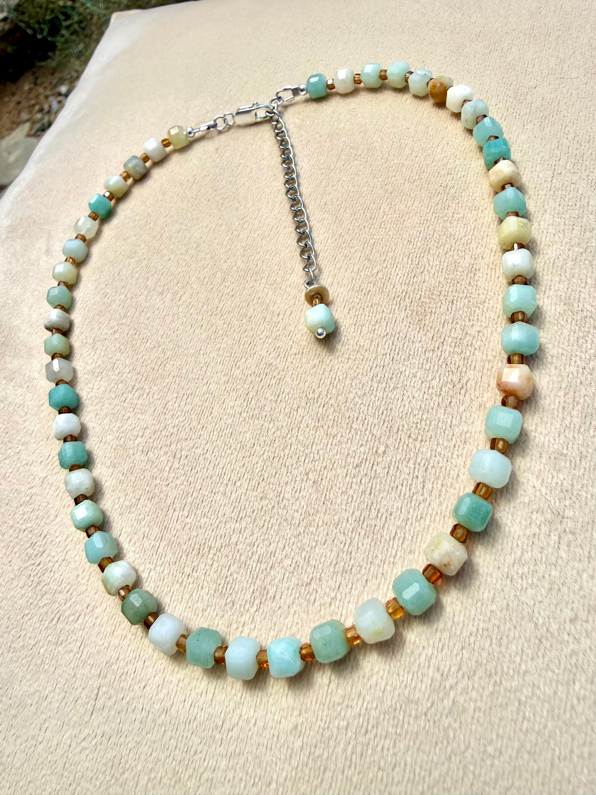 Amazonite & Hessonite Garnet Collar