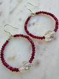 Ruby Tourmaline & Herkimer Hoops