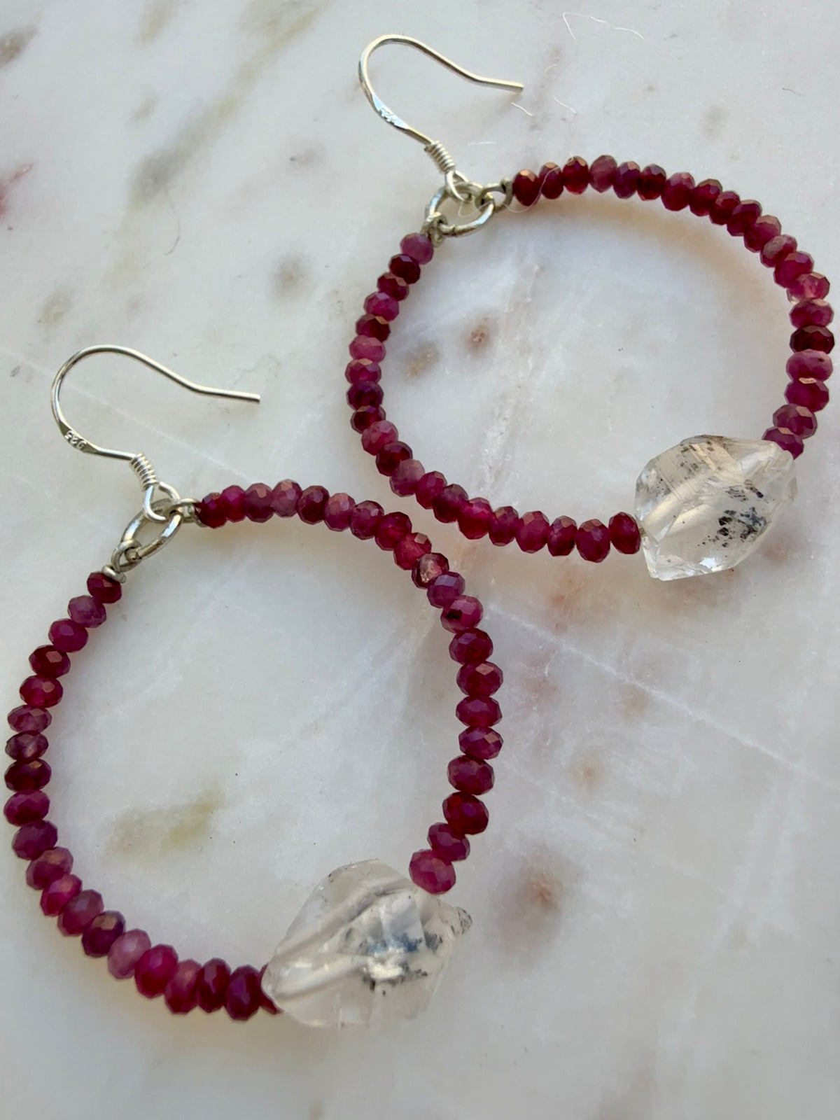 Ruby Tourmaline & Herkimer Hoops