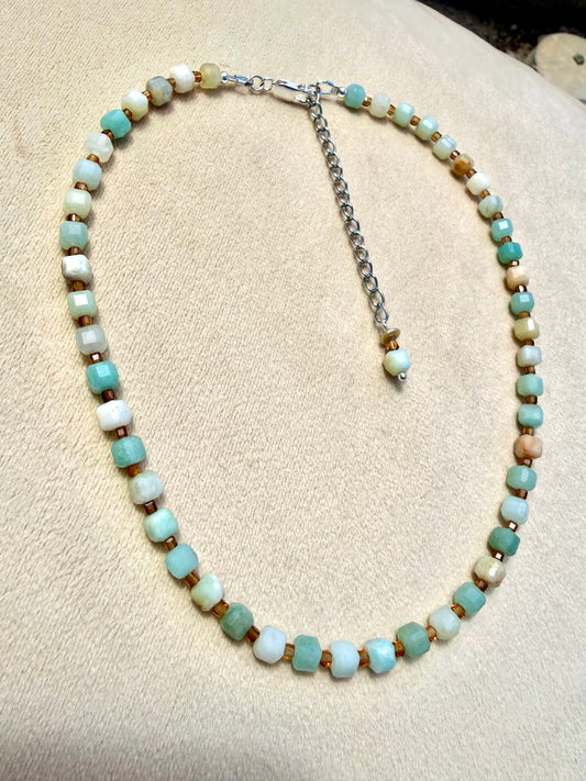 Amazonite & Hessonite Garnet Collar