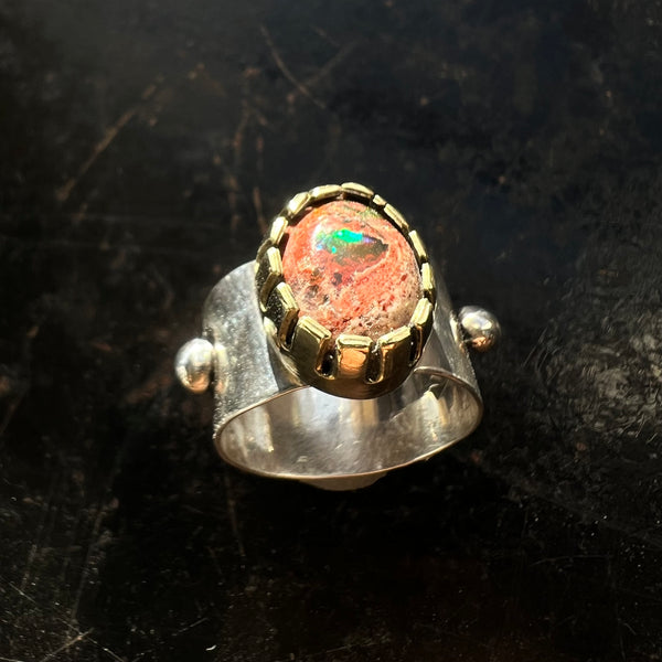 Mexican Fire Opal Queen Ring — size 7