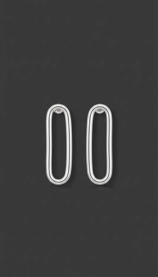 Silver Ellipse Earrings with Mirror Polish