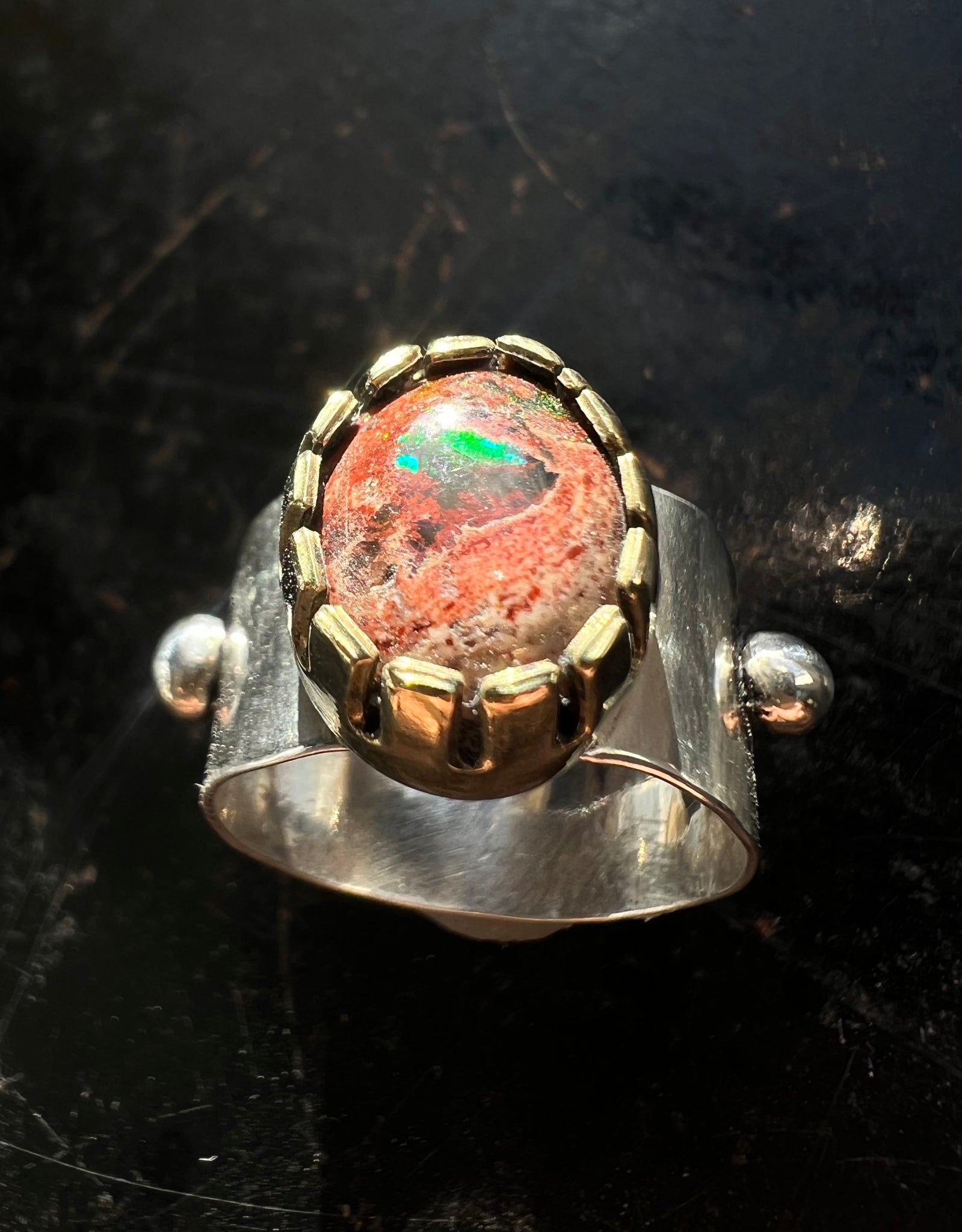 Mexican Fire Opal Queen Ring — size 7