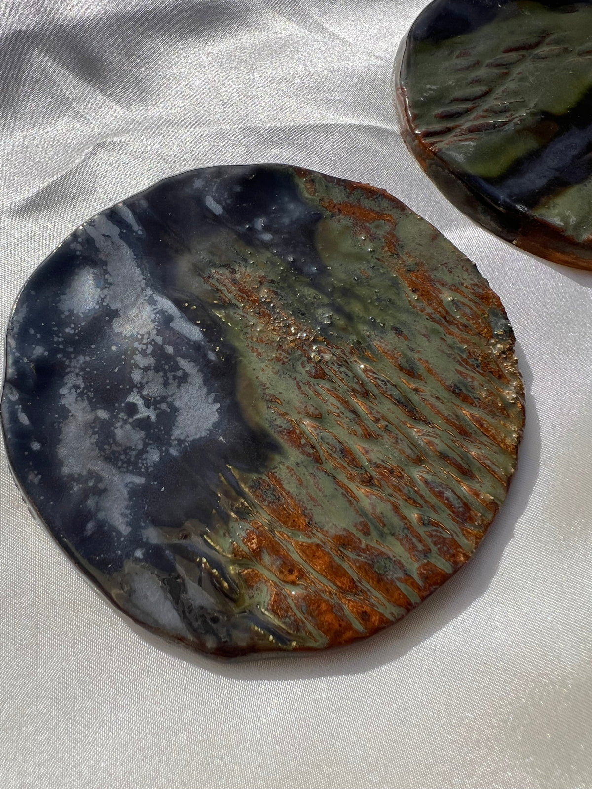 Ceramic Jewelry Dish/Coasters — Moss