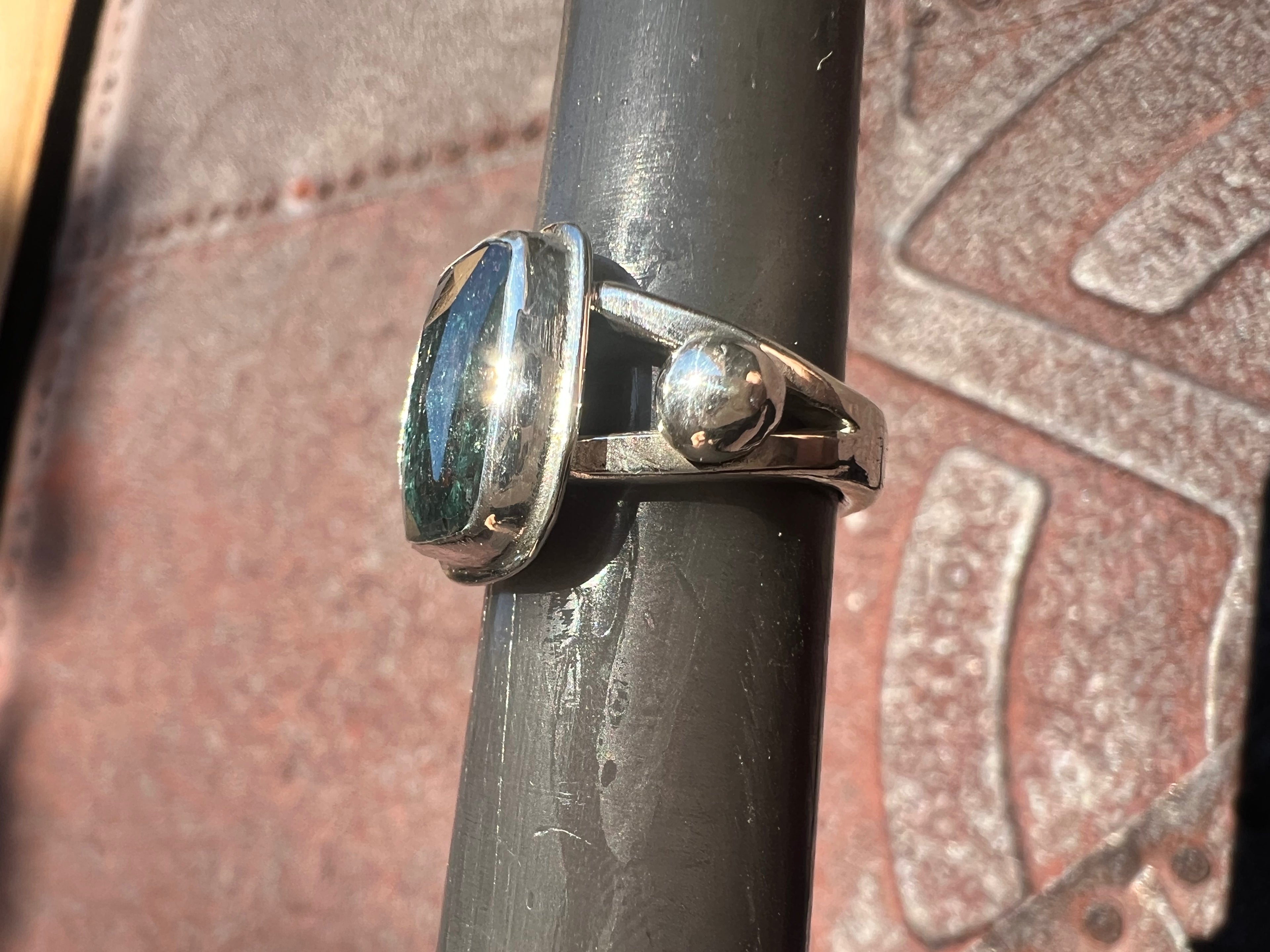 Teal Moss Kyanite Ring — size 4 3/4