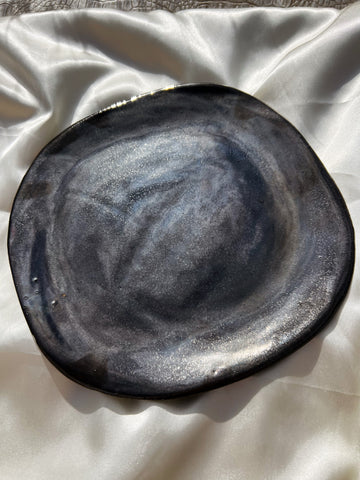 Two Ceramic Plates — Cosmic Black Ice