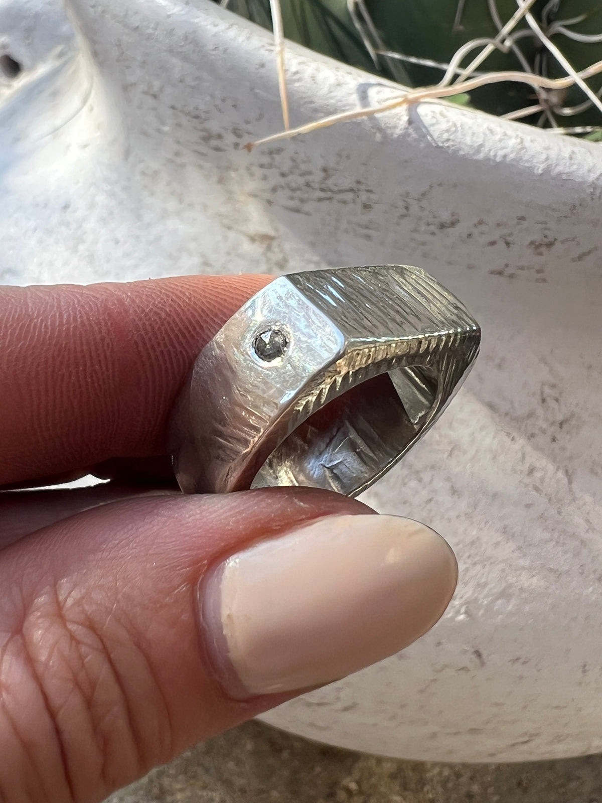 Size 7 — Chunky Ring with Diamonds