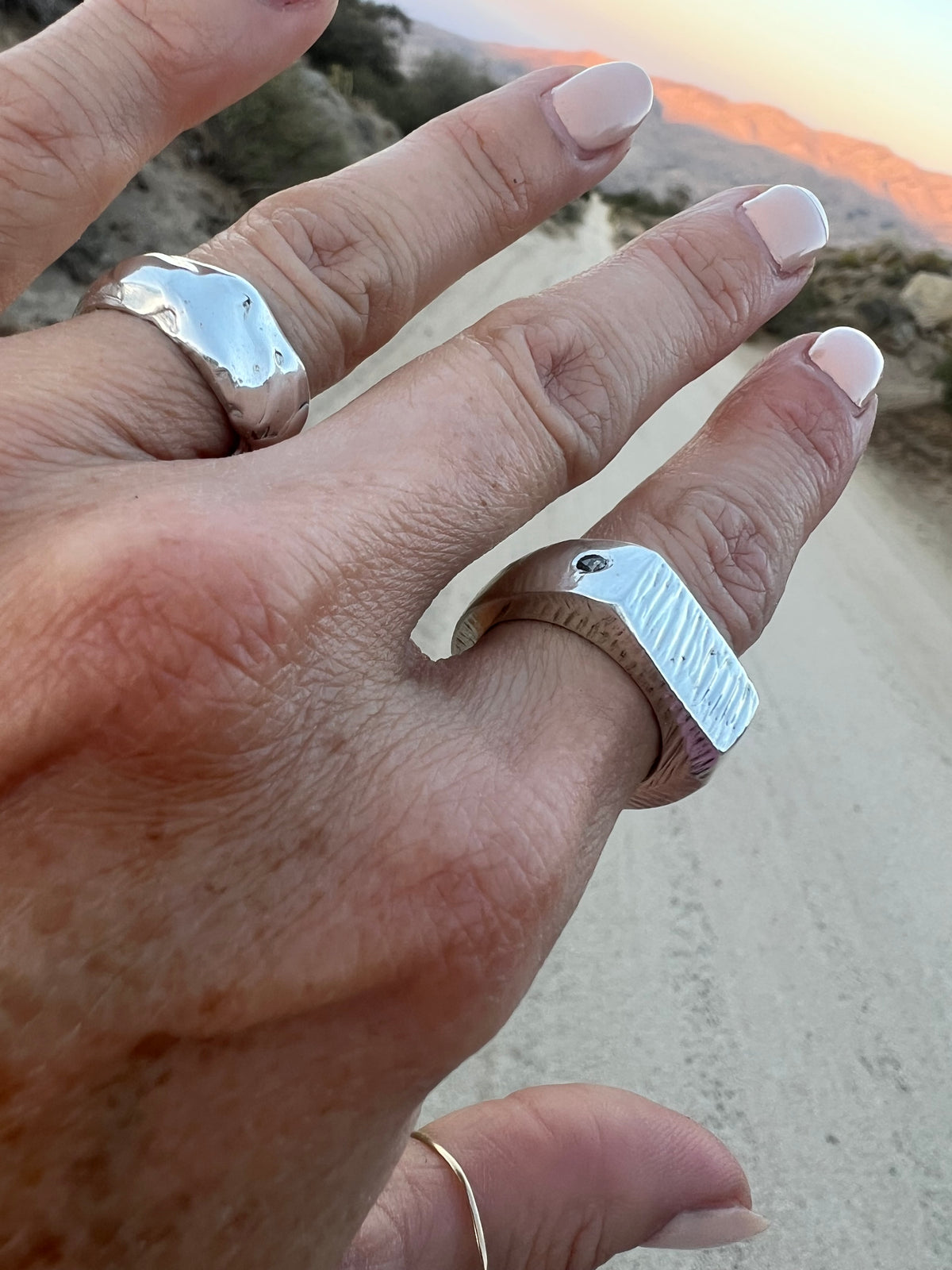 Size 7 — Chunky Ring with Diamonds