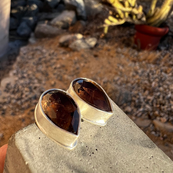 Oversized Smoky Quartz Studs