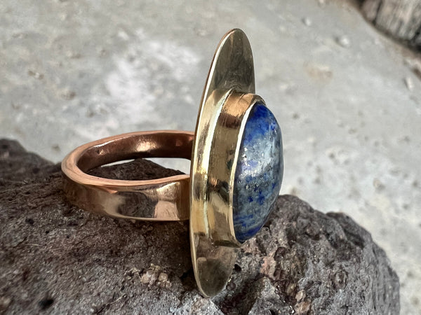 Lapis and Bronze Ring — size 9