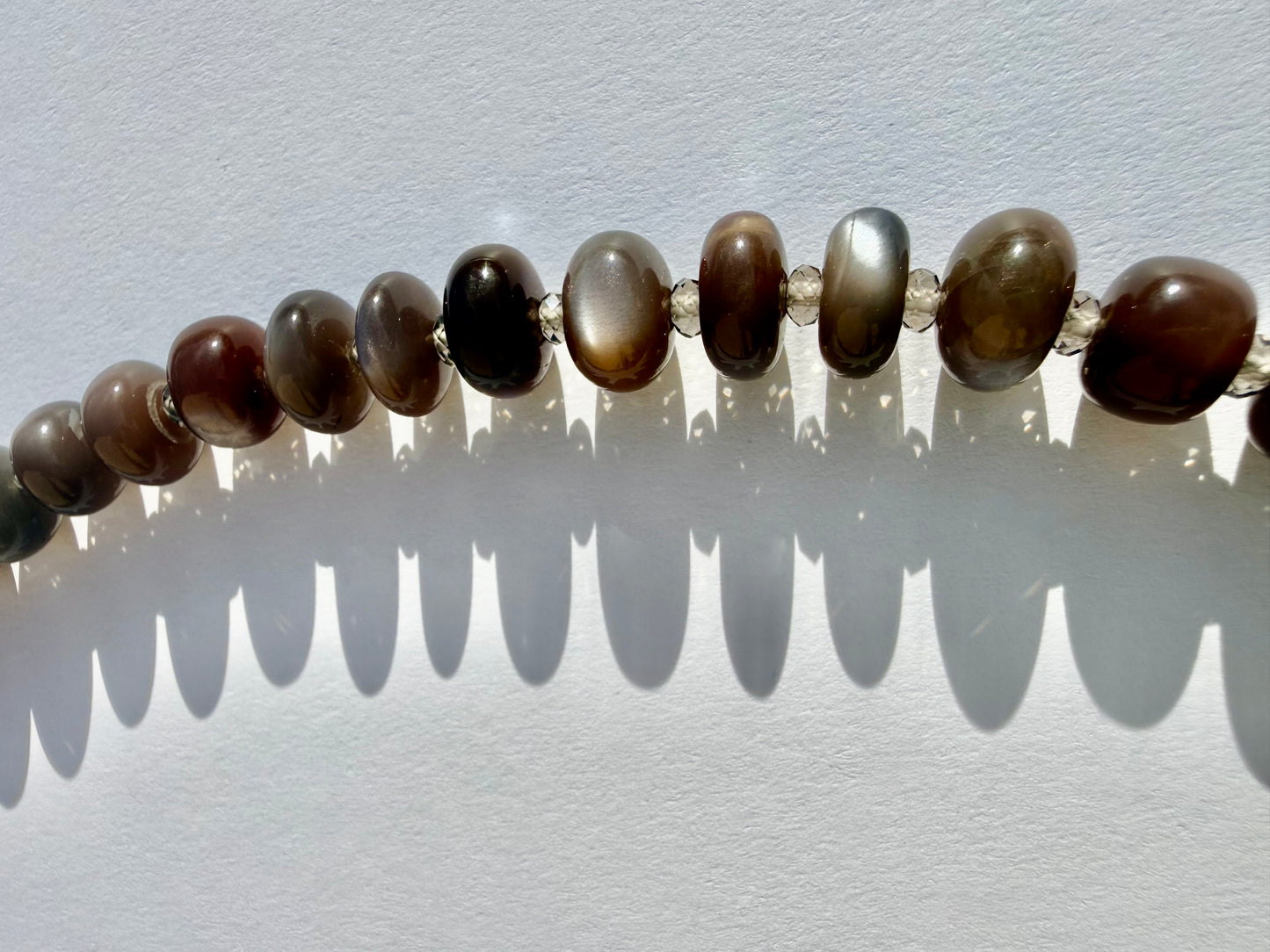 Chocolate Moonstone with Ice Obsidian Collar