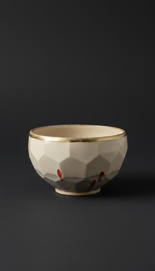Stoneware Facet Bowl with Raw Edge
