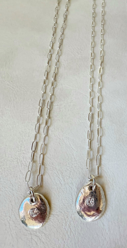 Silver Pendant with Paperclip chain