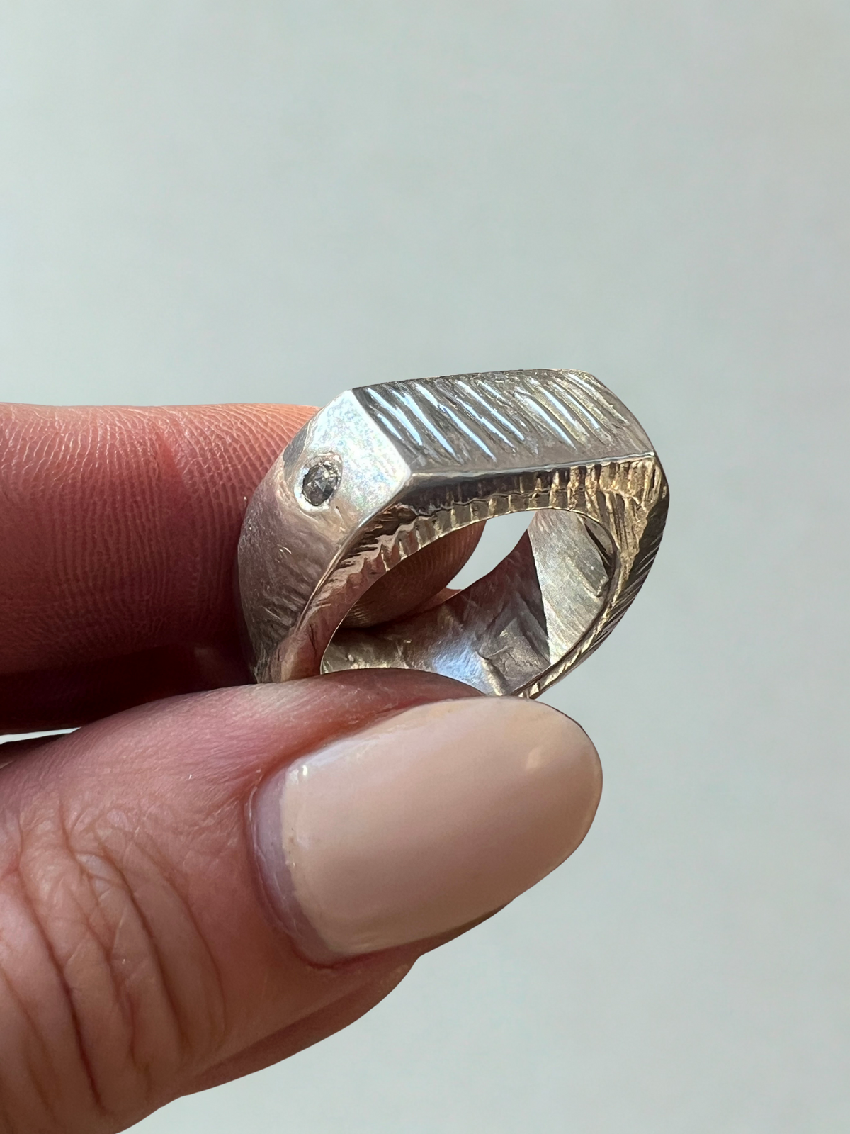 Size 7 — Chunky Ring with Diamonds