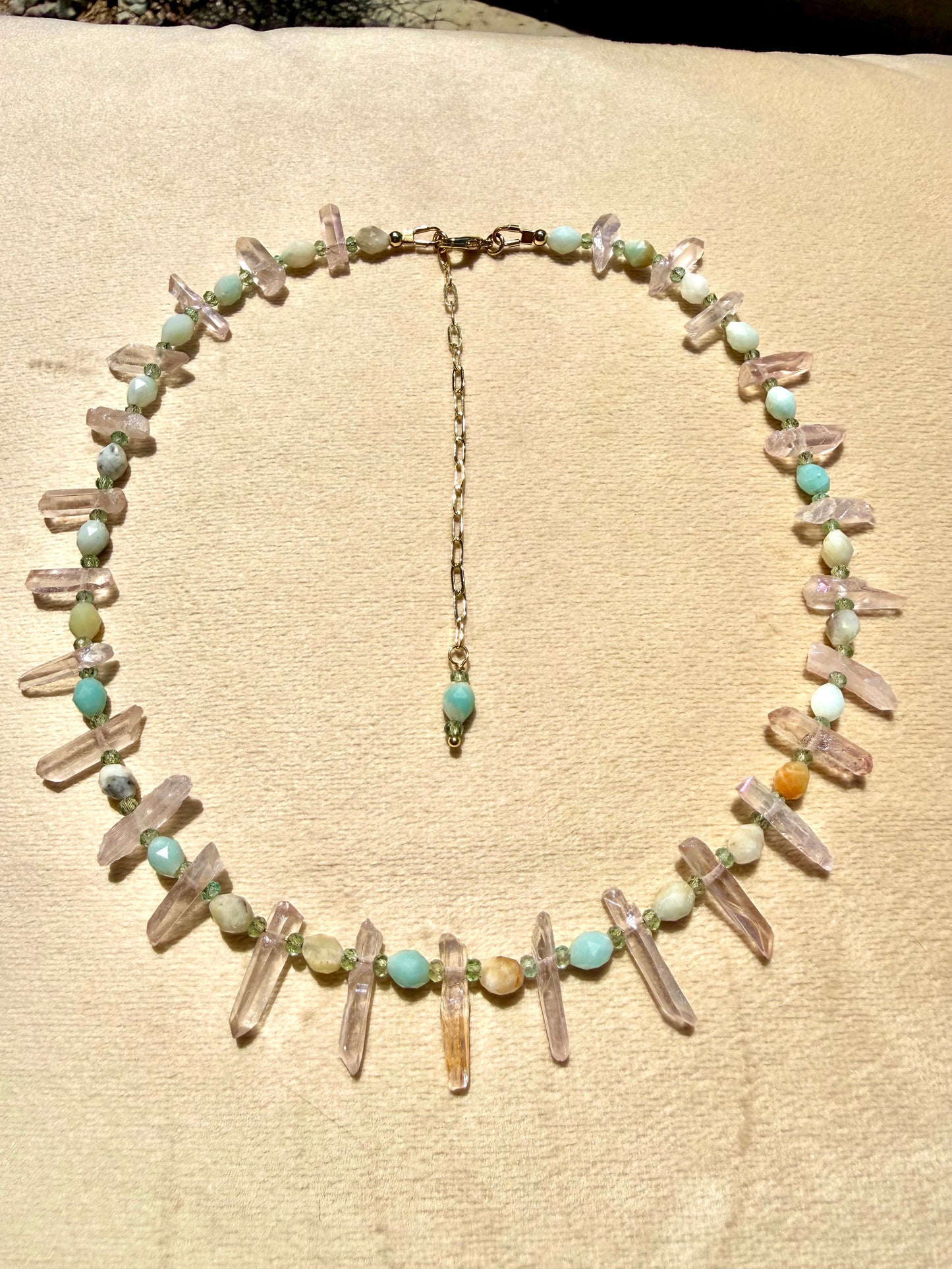 Pink Quartz & Amazonite Collar