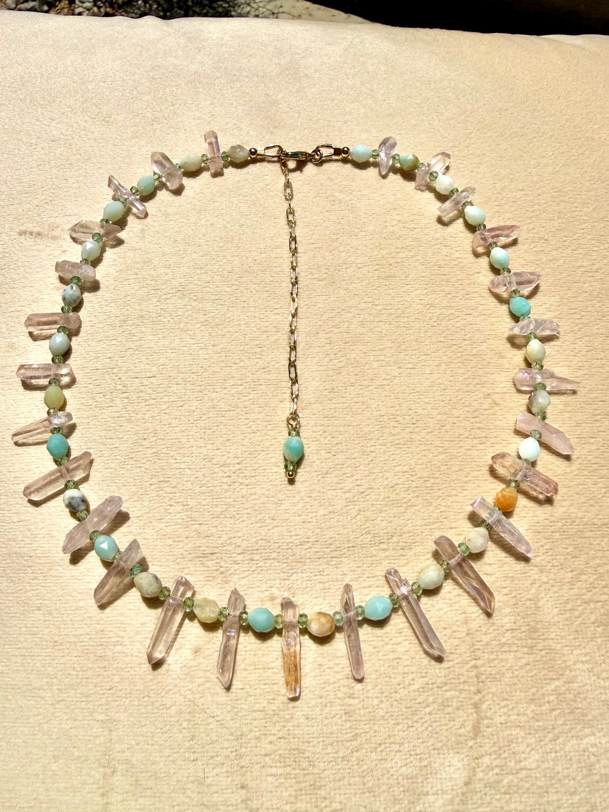 Pink Quartz & Amazonite Collar