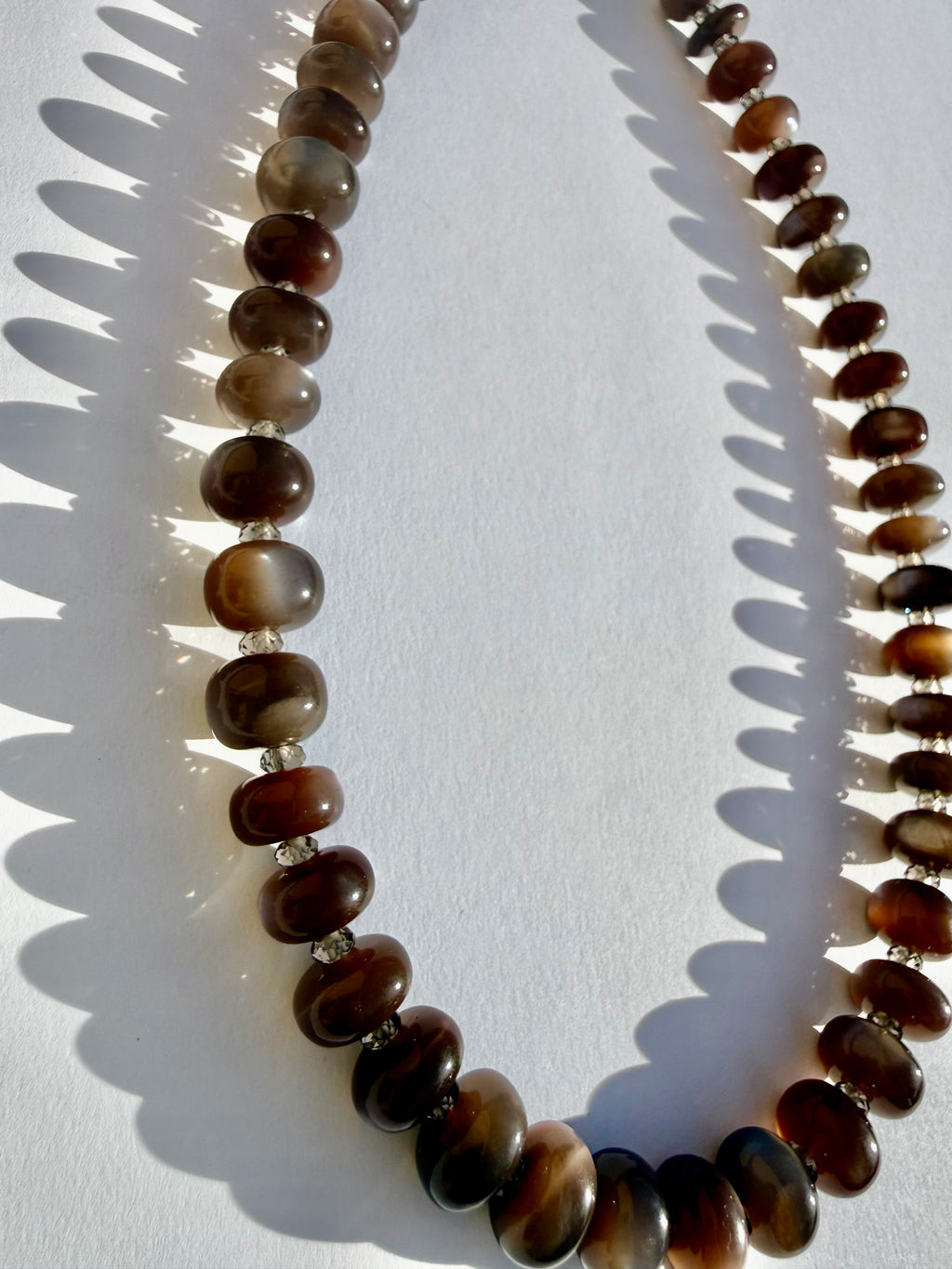 Chocolate Moonstone with Ice Obsidian Collar