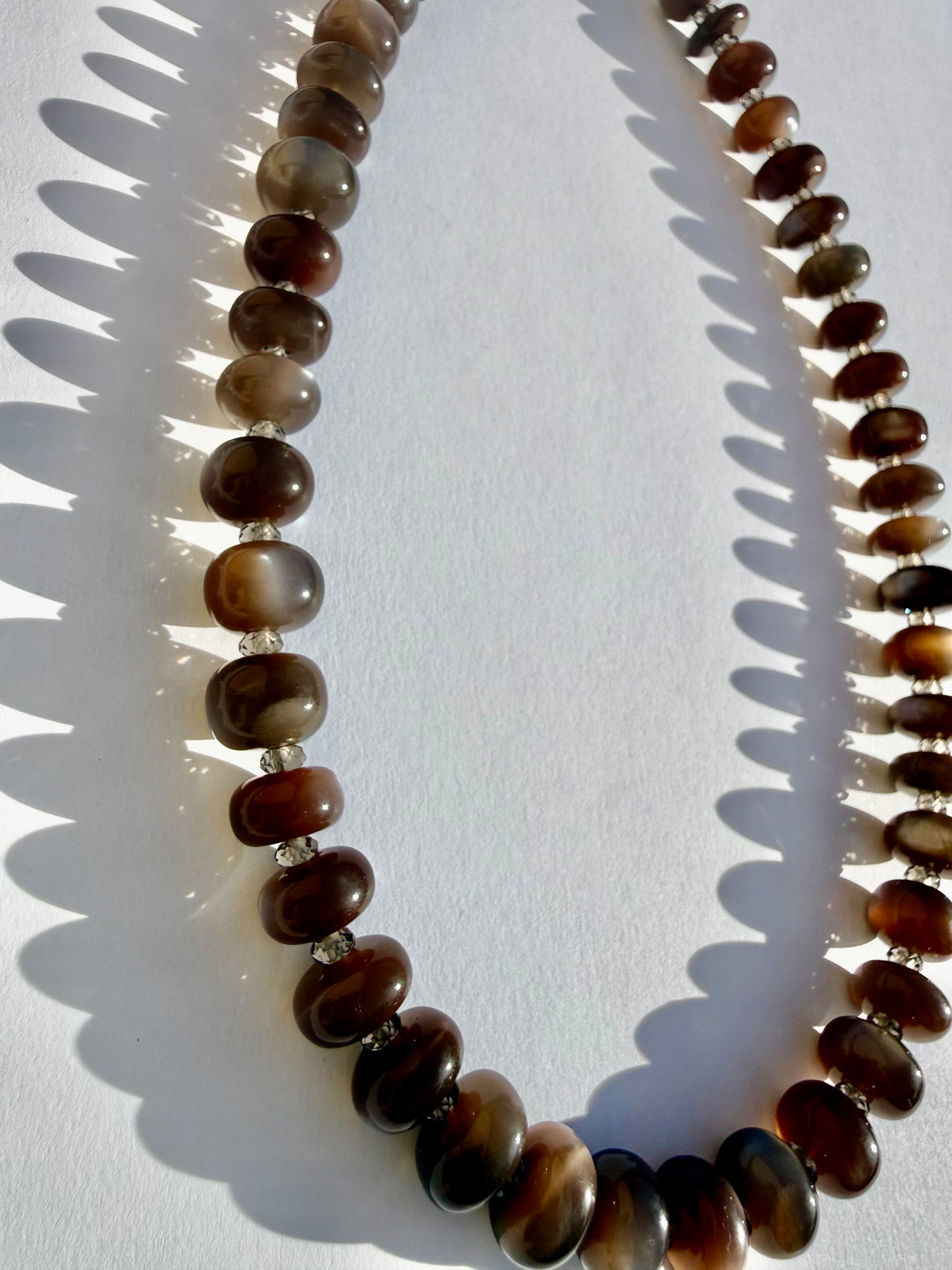 Chocolate Moonstone with Ice Obsidian Collar