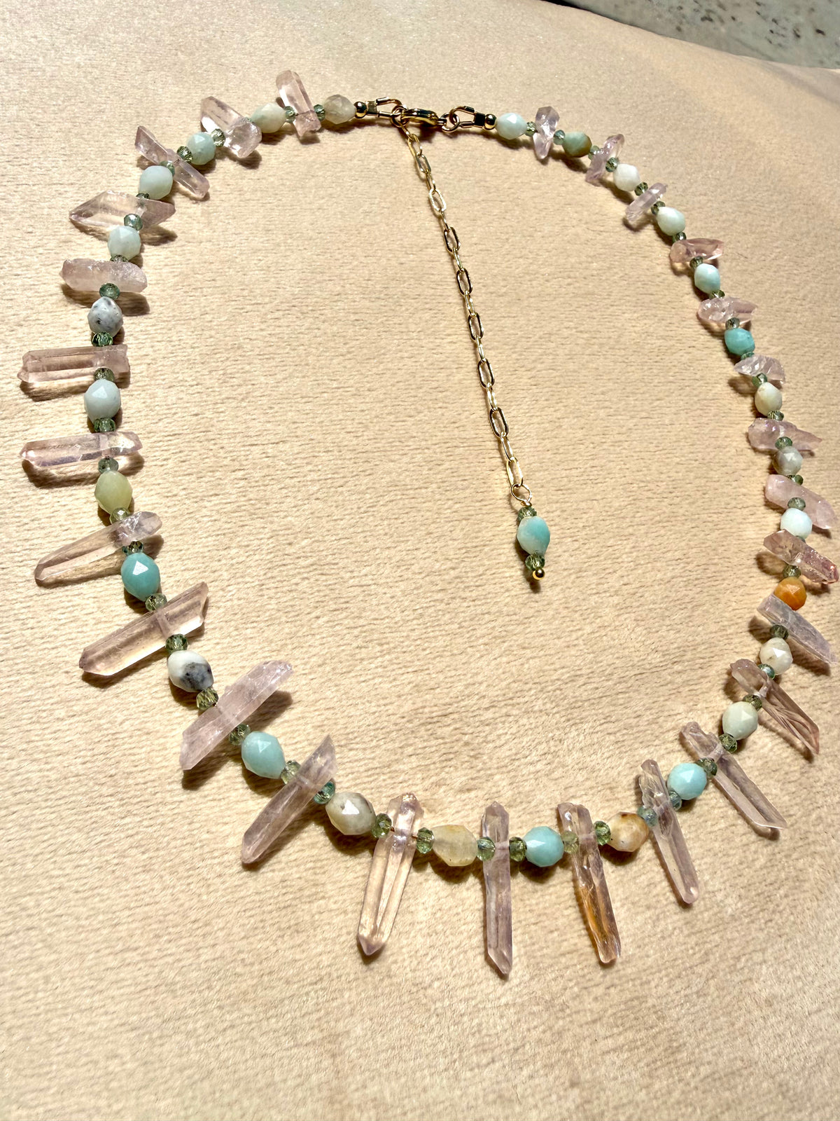 Pink Quartz & Amazonite Collar