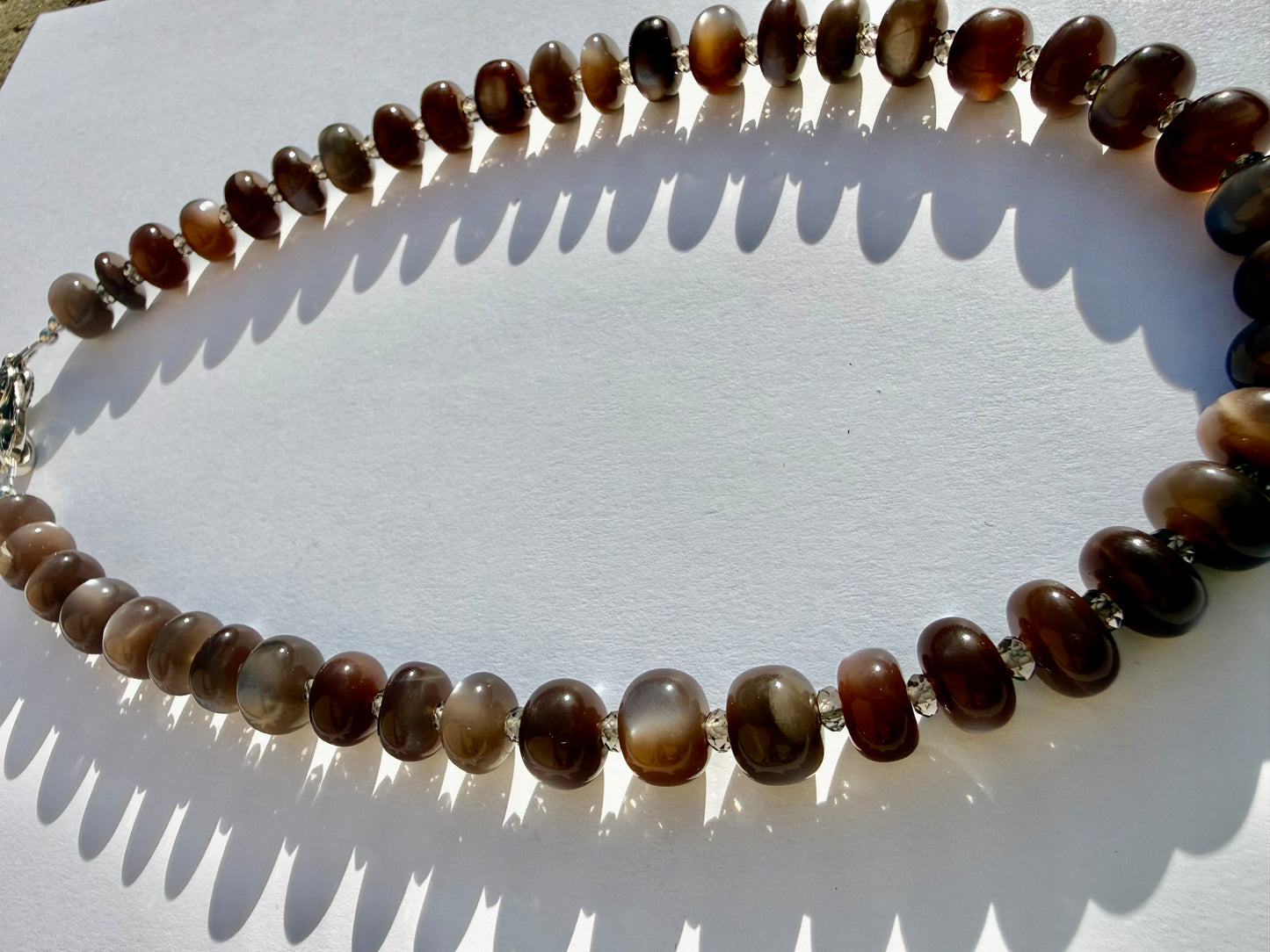 Chocolate Moonstone with Ice Obsidian Collar