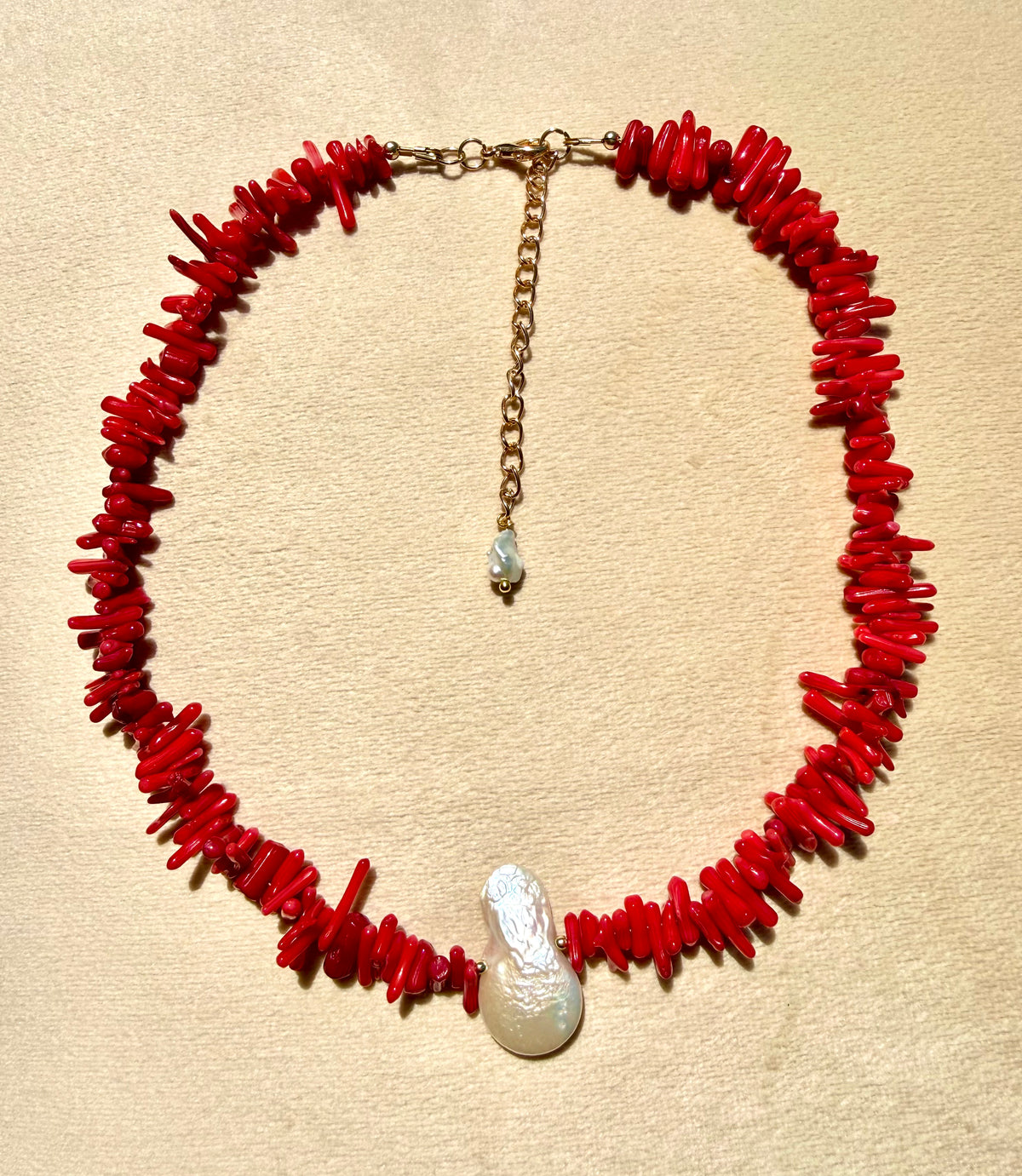 Coral Collar with Baroque Pearl