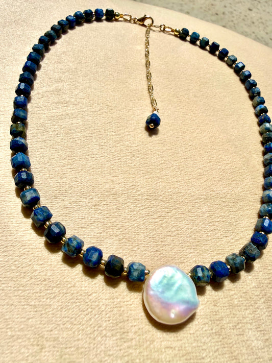 Lapis Lazuli & Baroque Pearl Collar