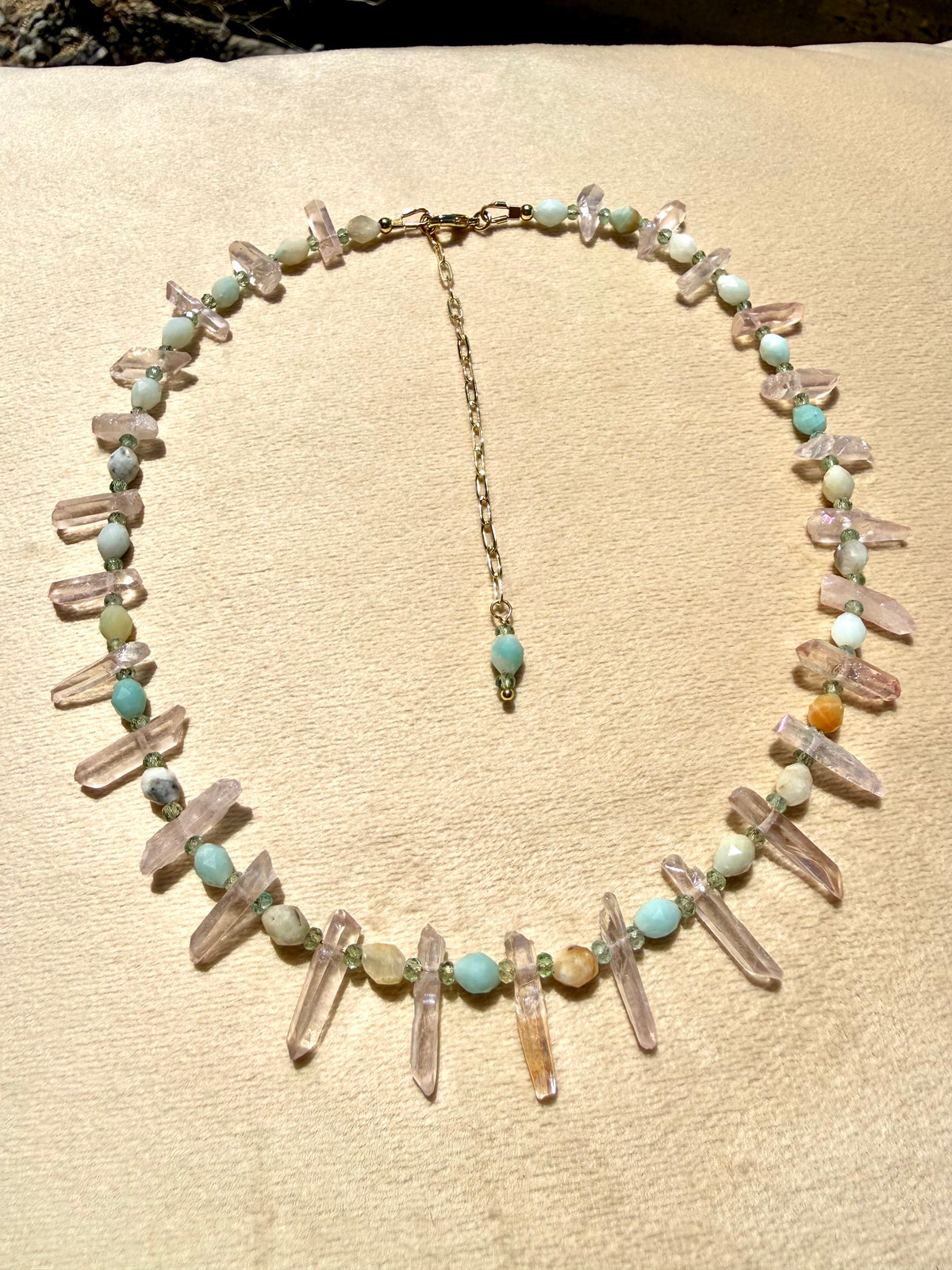 Pink Quartz & Amazonite Collar