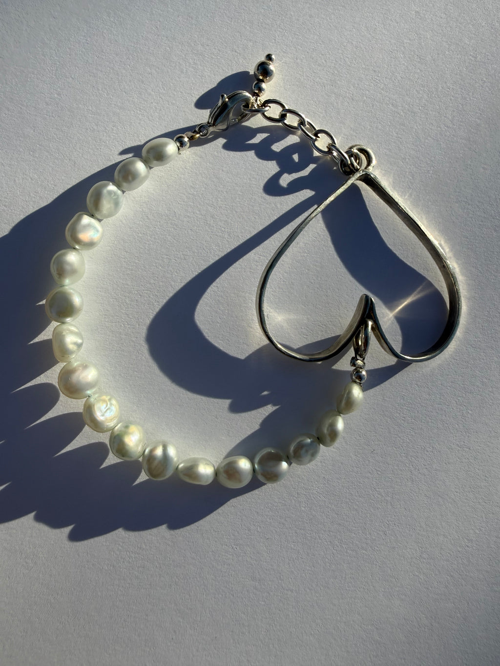 Heart & Biwa Pearls Bracelet