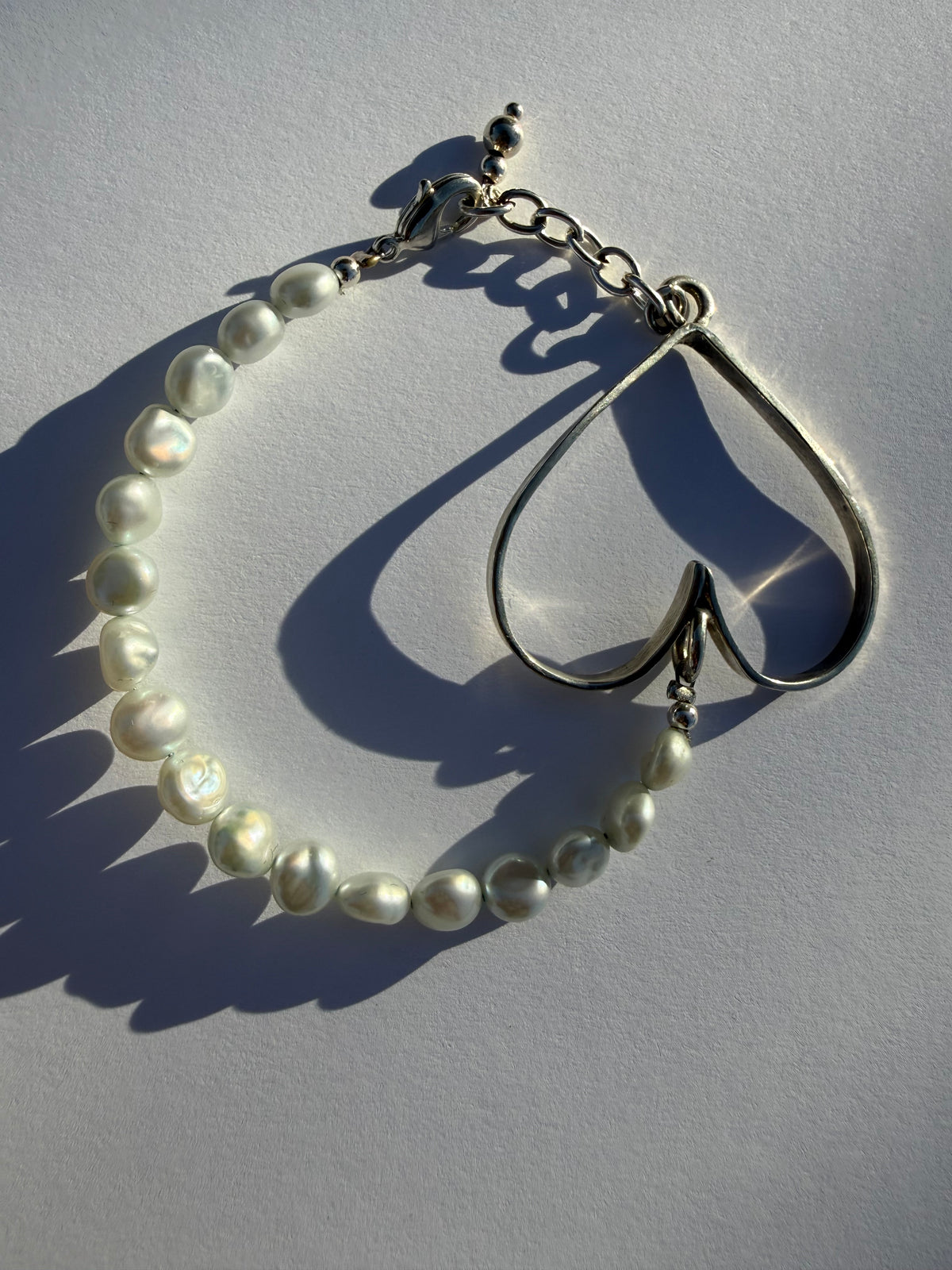 Heart & Biwa Pearls Bracelet