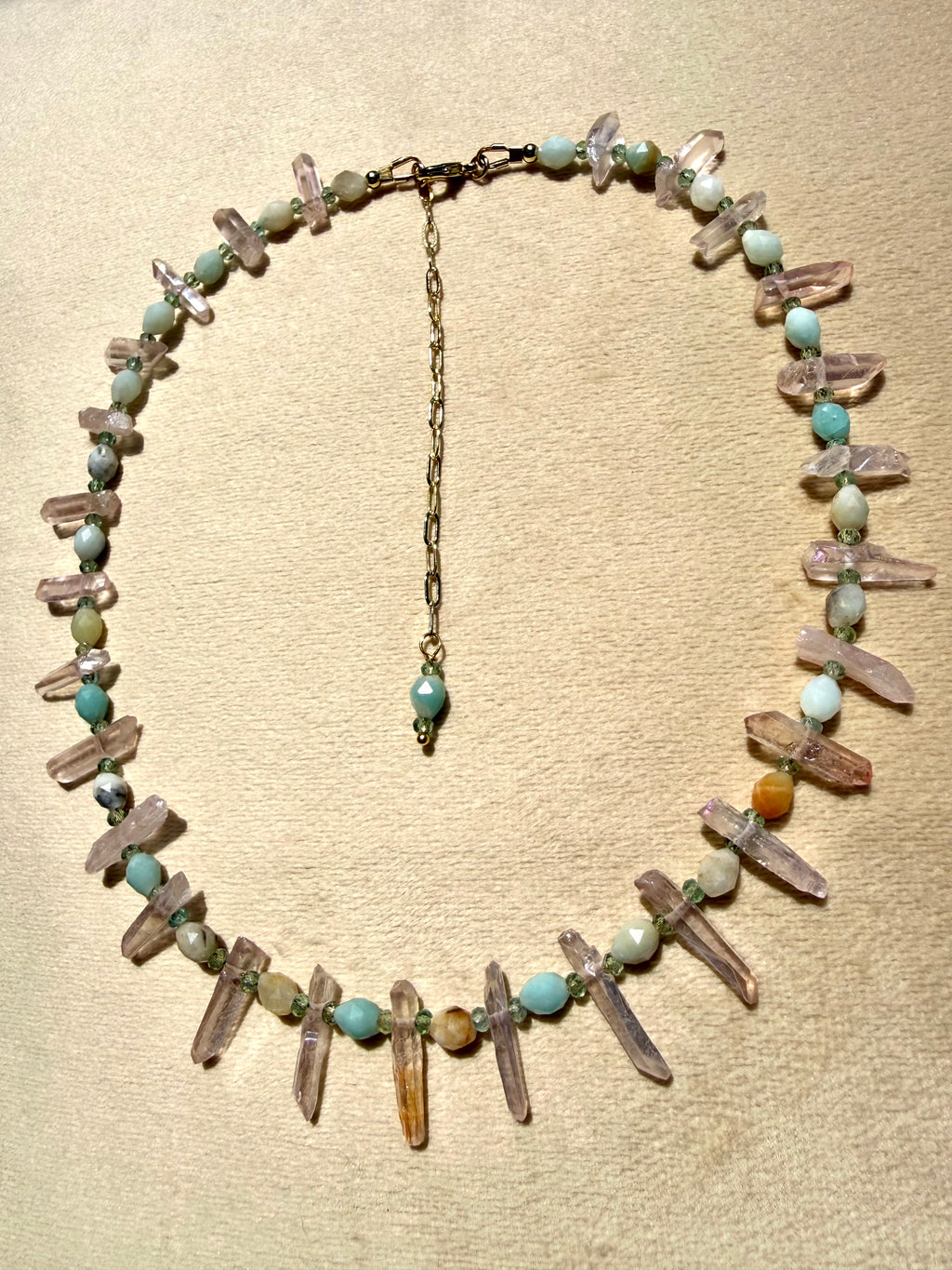 Pink Quartz & Amazonite Collar