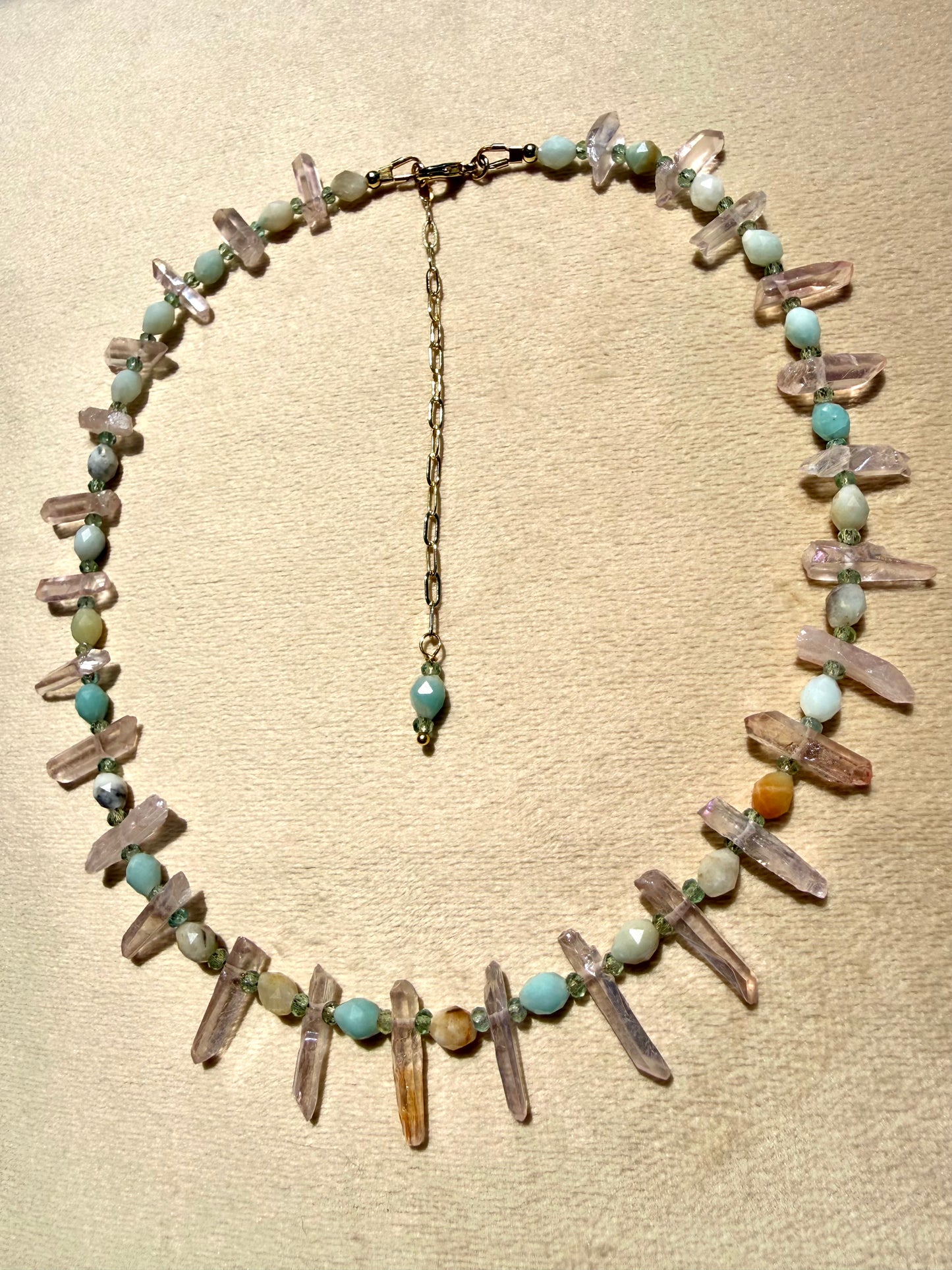Pink Quartz & Amazonite Collar