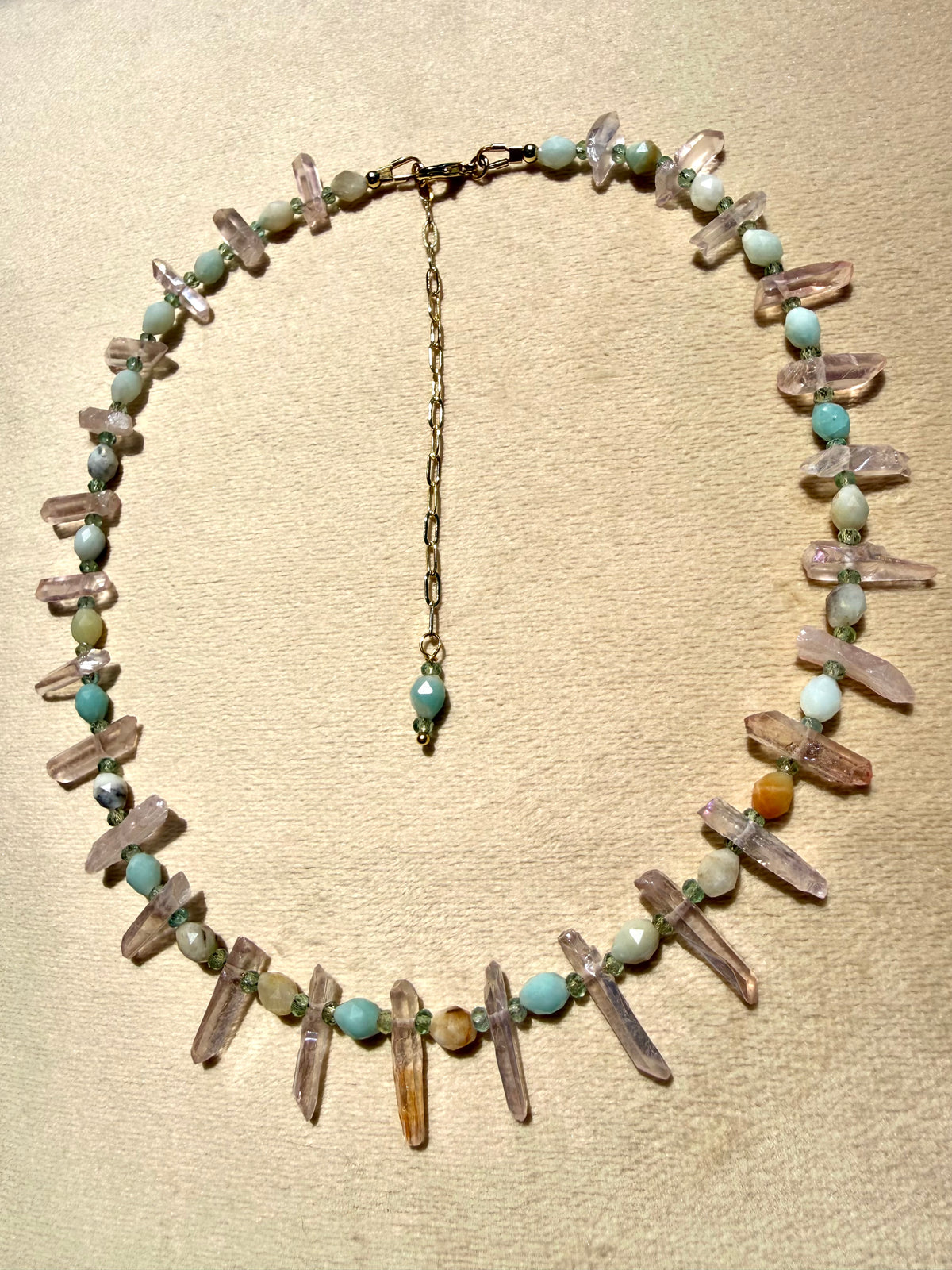 Pink Quartz & Amazonite Collar
