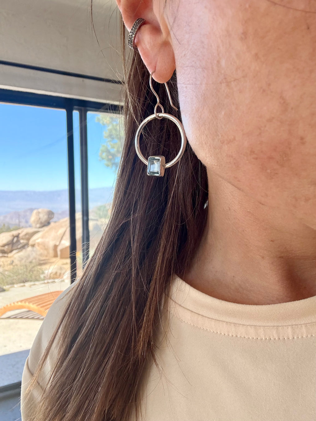 Blue Topaz Hoops